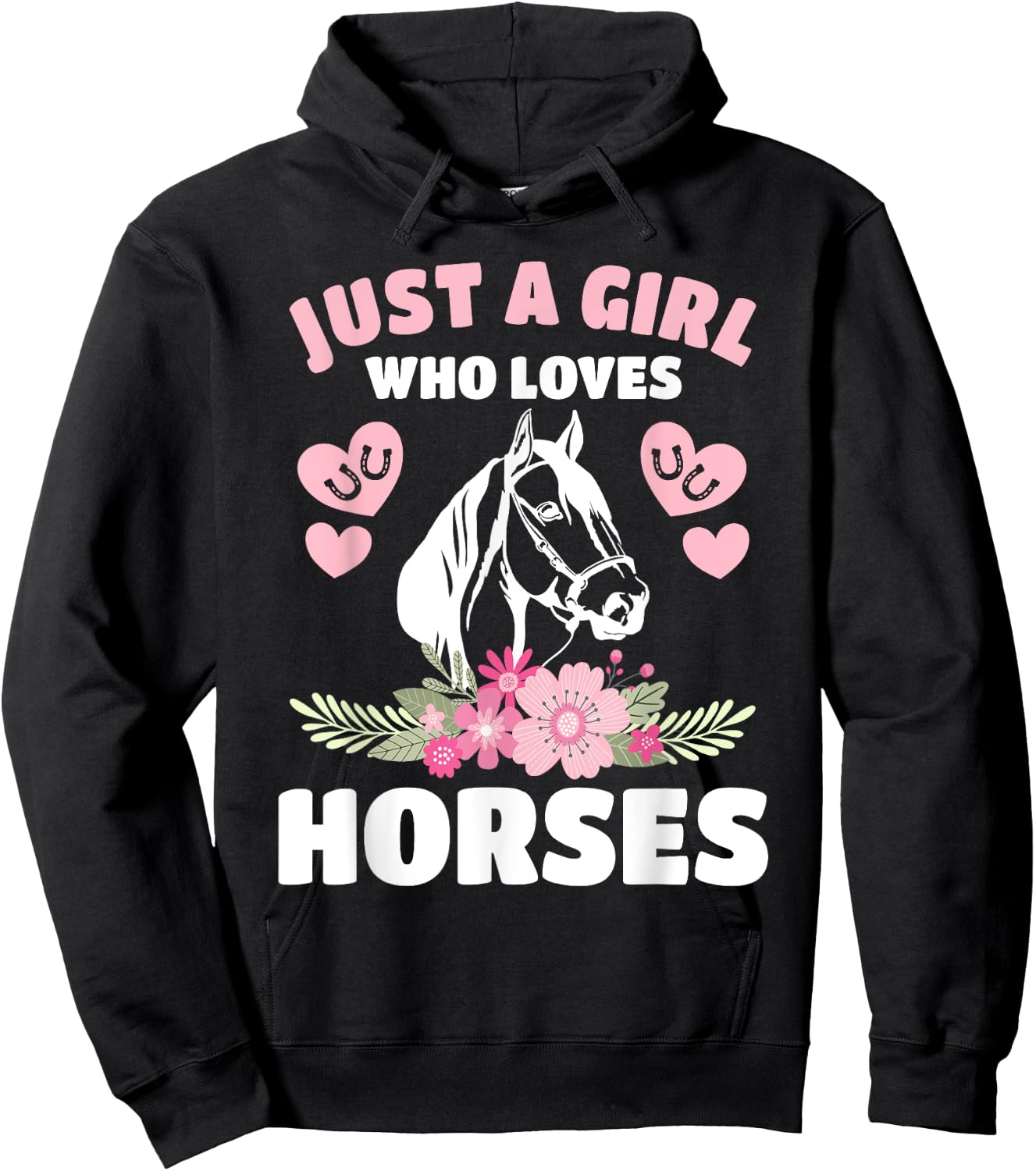 Just A Girl Who Loves Horses Horseback Riding Women Girls Hoodie - Hoodie | Black