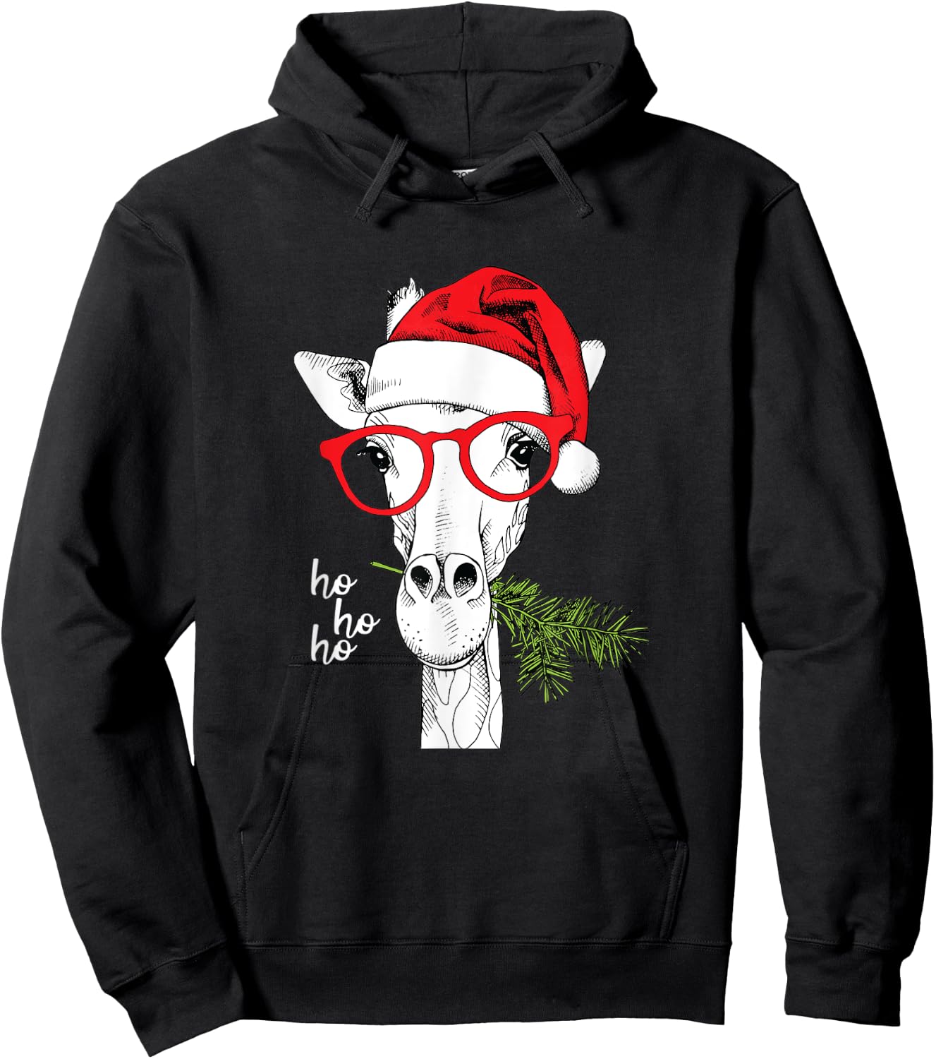 Santa Giraffe Funny Christmas, , Men, Girls, Boys Hoodie - Hoodie | Black