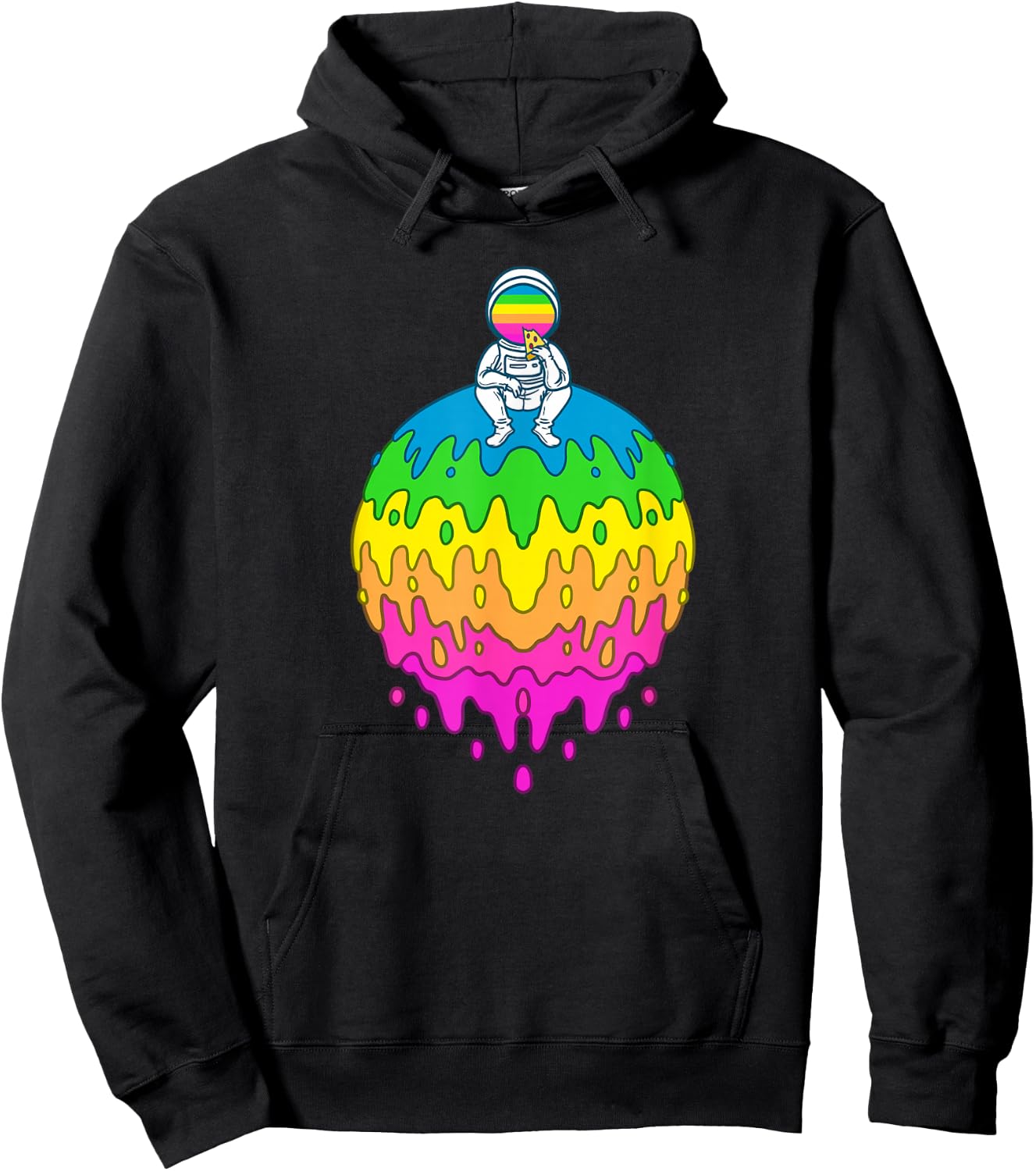 Astronaut Rainbow Planet Pizza Rave Techno EDM Lover Gift Hoodie - Hoodie | Black