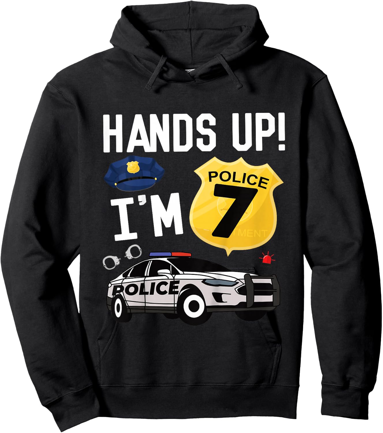 Kids 7th Birthday Policeman Boy Seven Year Old Police Officer Hoodie - Hoodie | Black