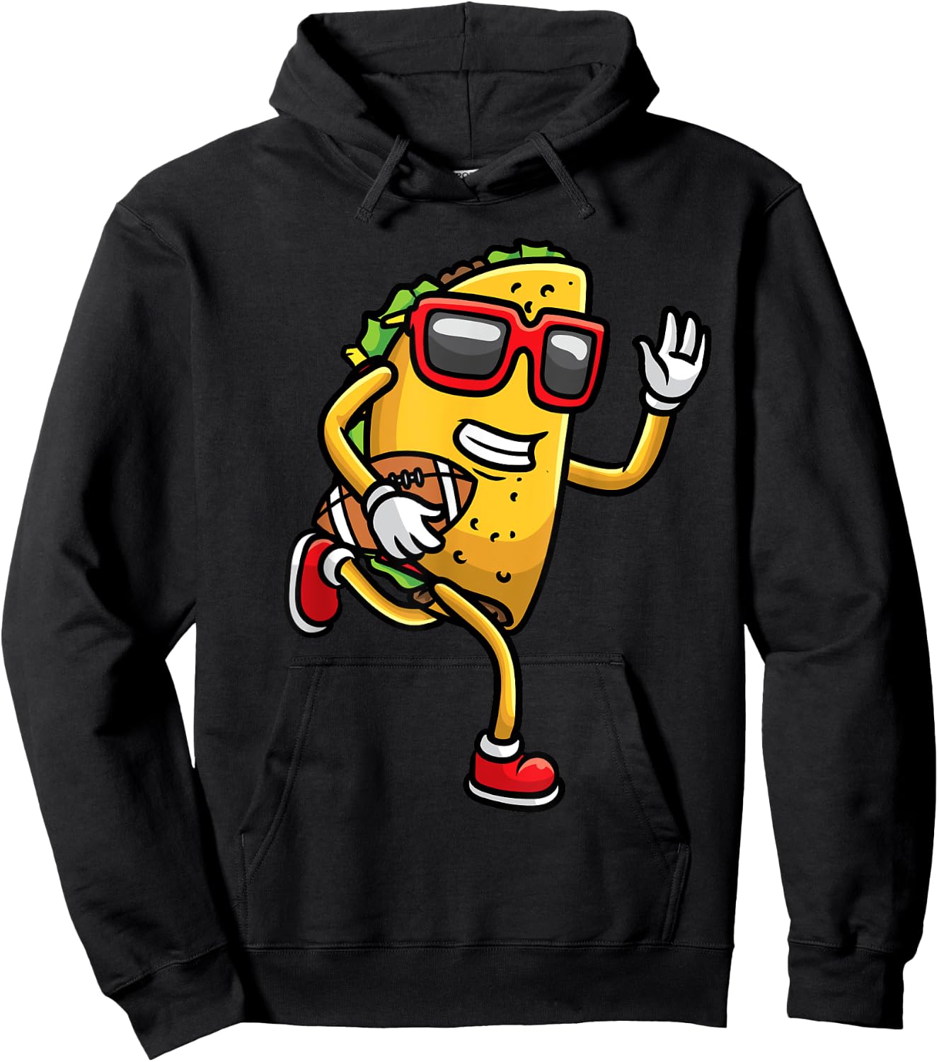 Taco Playing Football Mexican Cinco De Mayo Kids Men Hoodie - Hoodie | Black