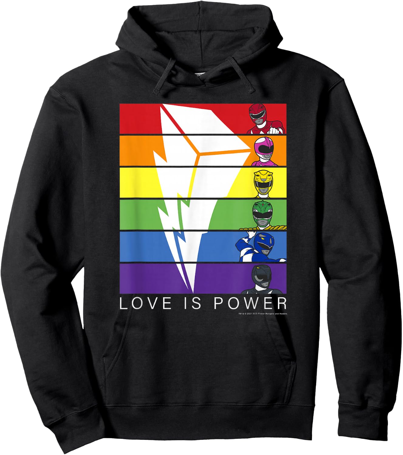 Power Rangers Pride Love is Power Rainbow Panels Small Hoodie - Hoodie | Black