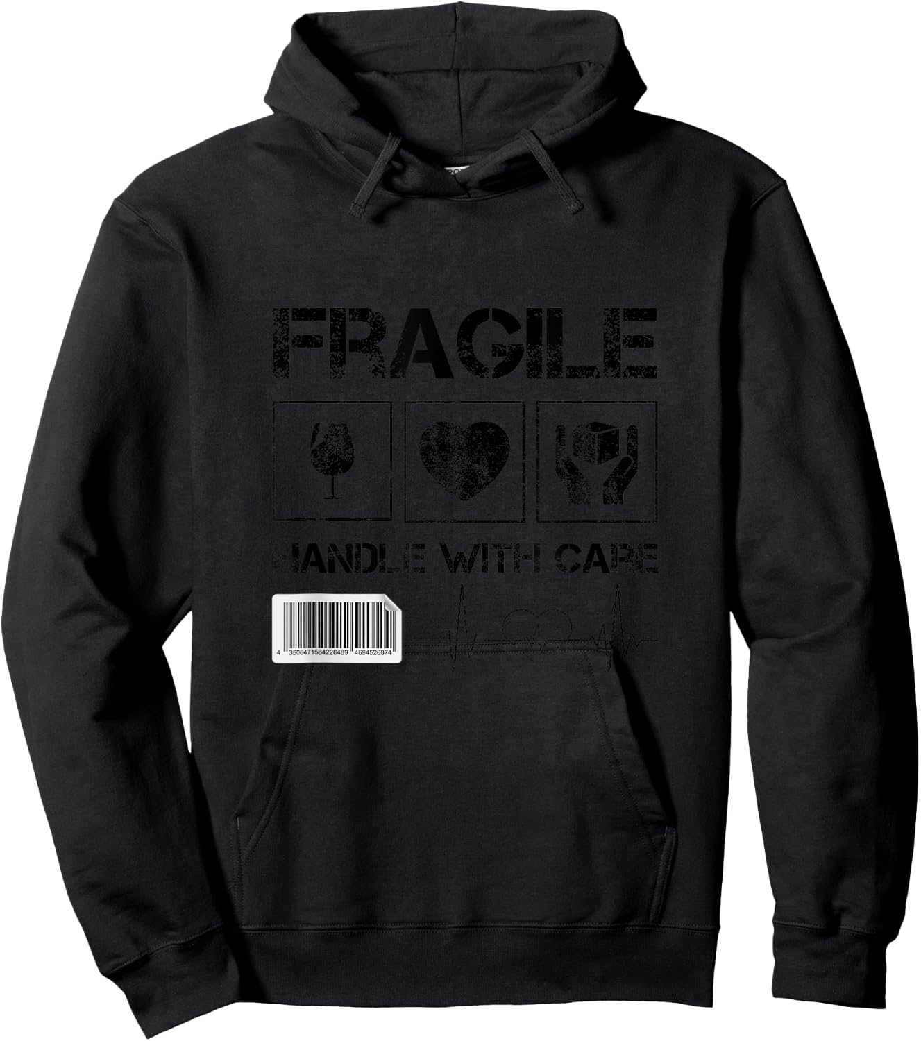 Fragile handle with care graphic and cool designs fun Hoodie - Hoodie | Black