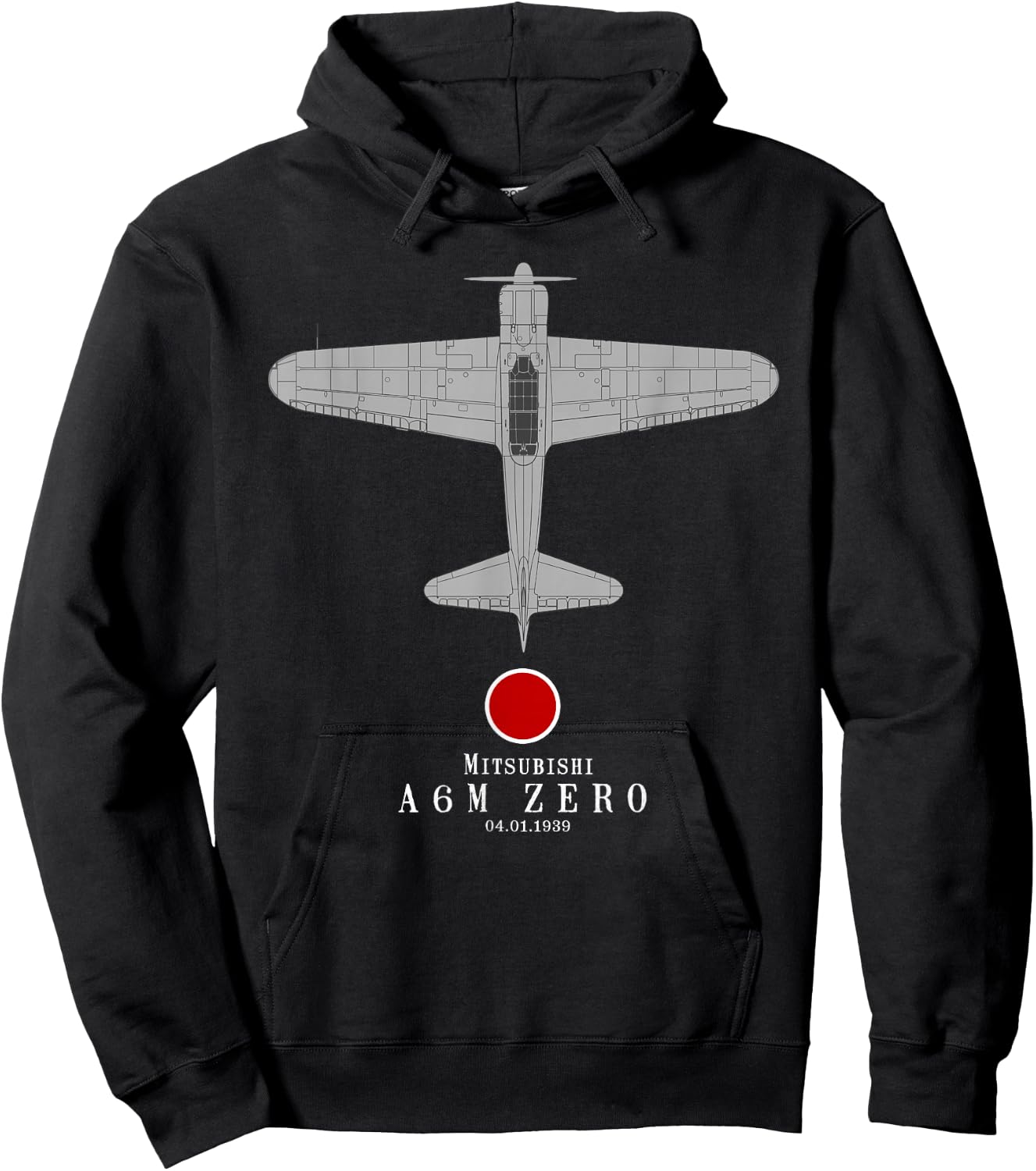 A6M Zero Tech Drawing WWII Japanese Fighter Airplane Hoodie - Hoodie | Black