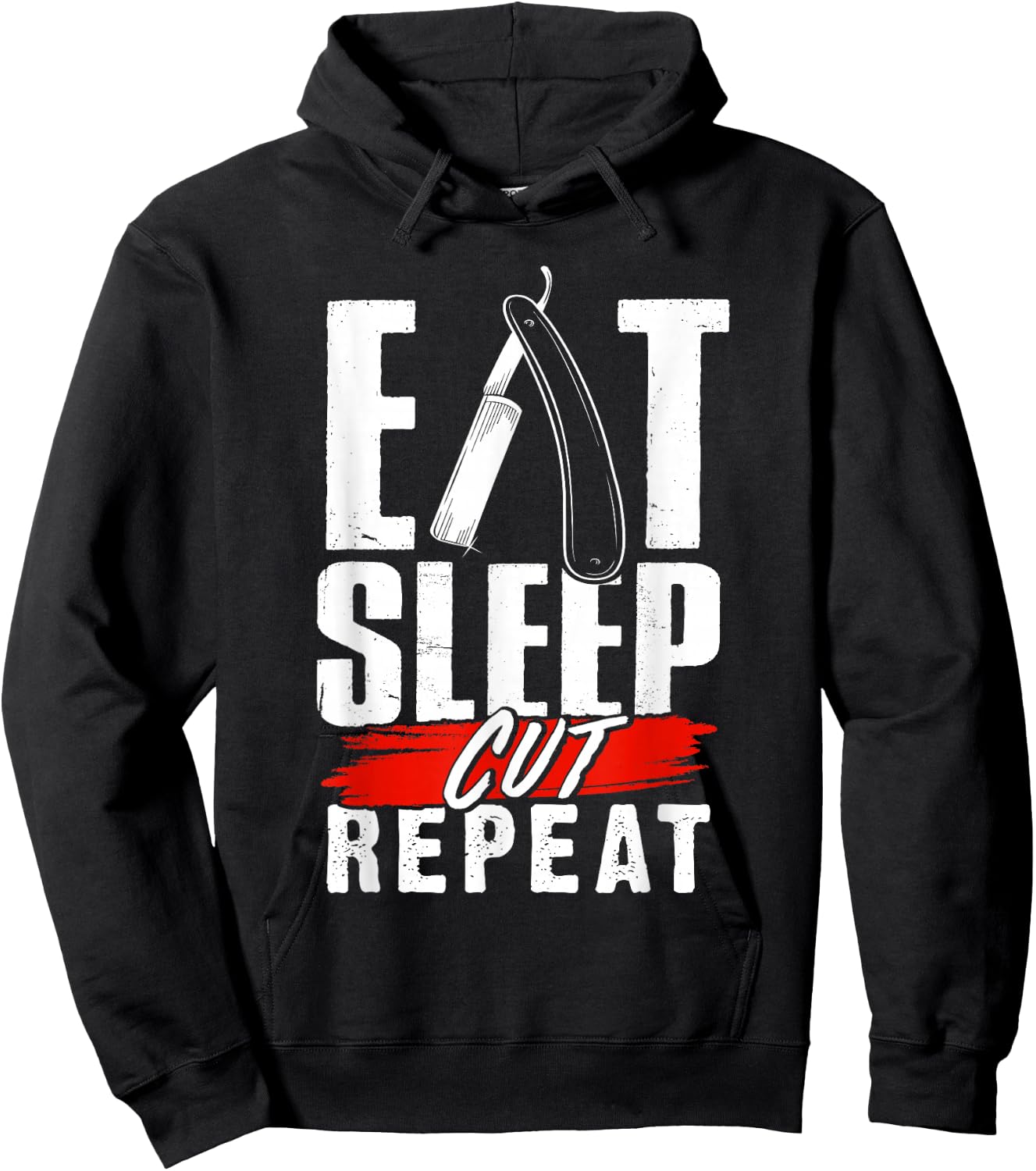 Eat Sleep Cut Repeat - Barber & Straight Razor Hoodie - Hoodie | Black
