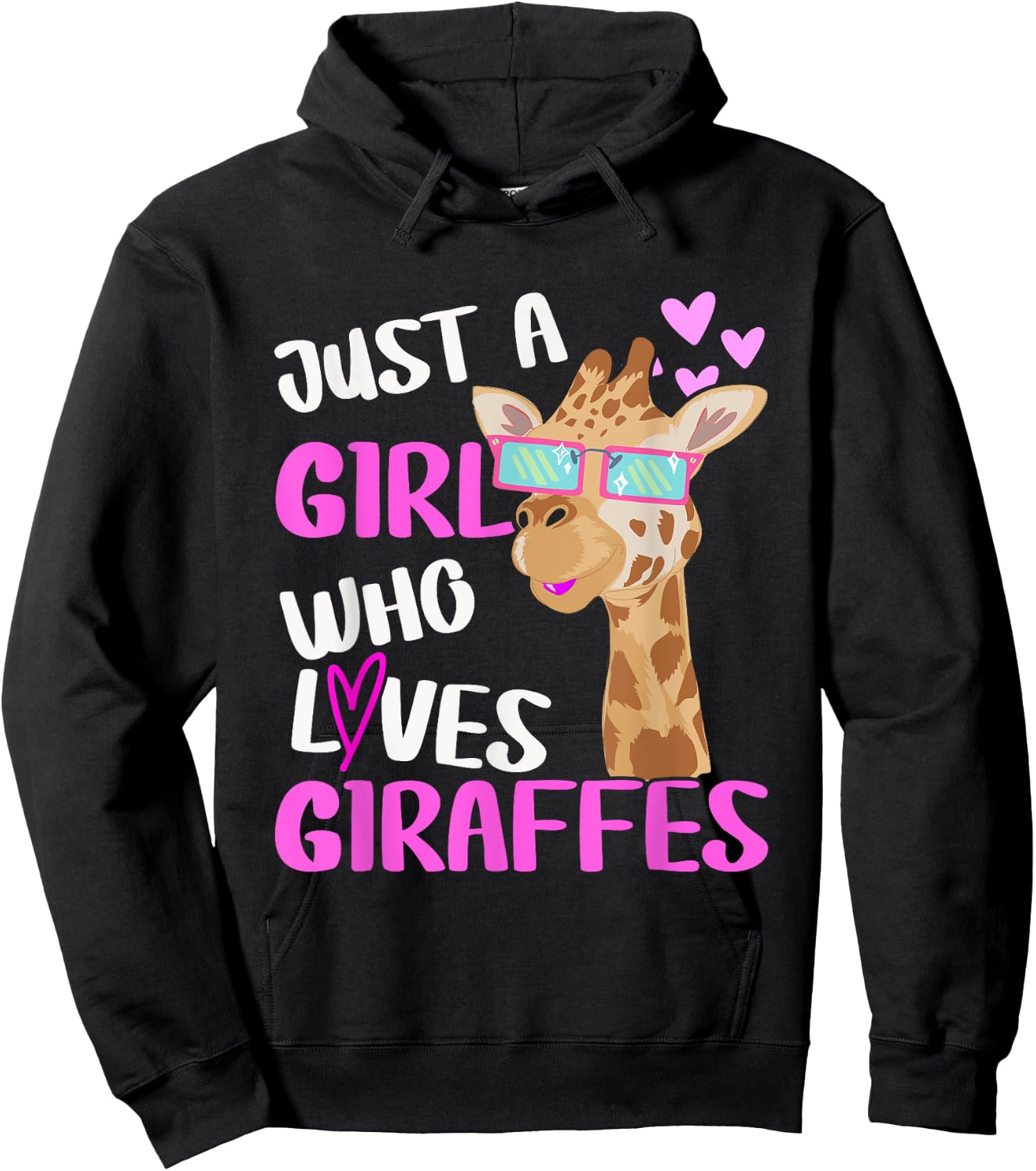 Just Girl Who Loves Giraffes | Giraffe Hoodie - Hoodie | Black