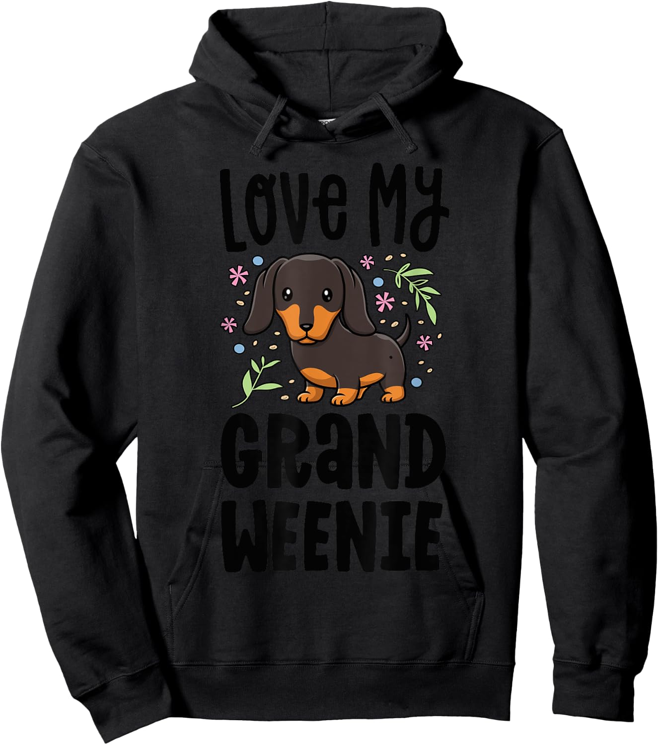 Love My Grand Weenie Dachshund Granddog Grandma Grandpa Hoodie - Hoodie | Black