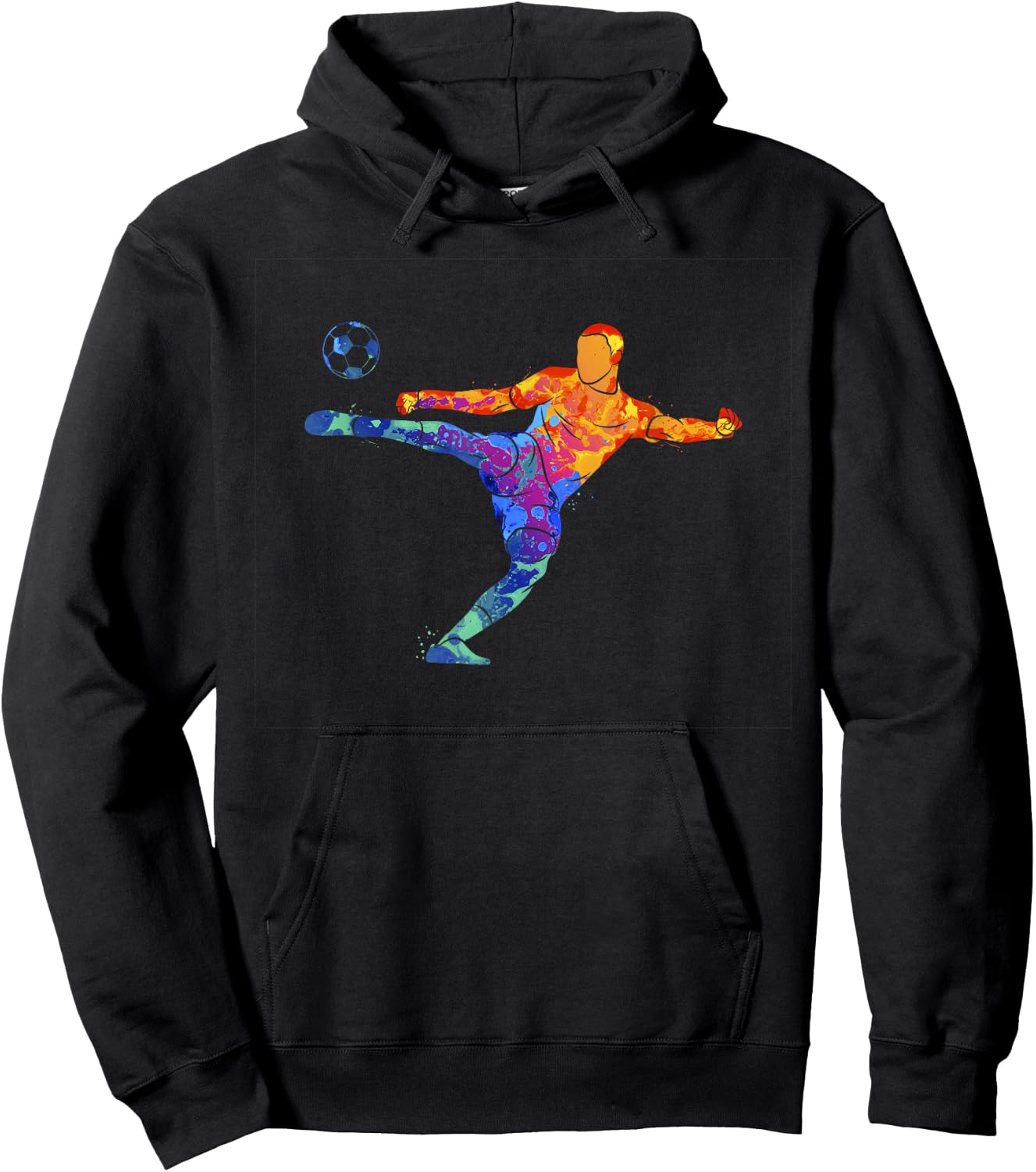 Soccer Athlete Sports Graphic Drawing Hoodie - Hoodie | Black