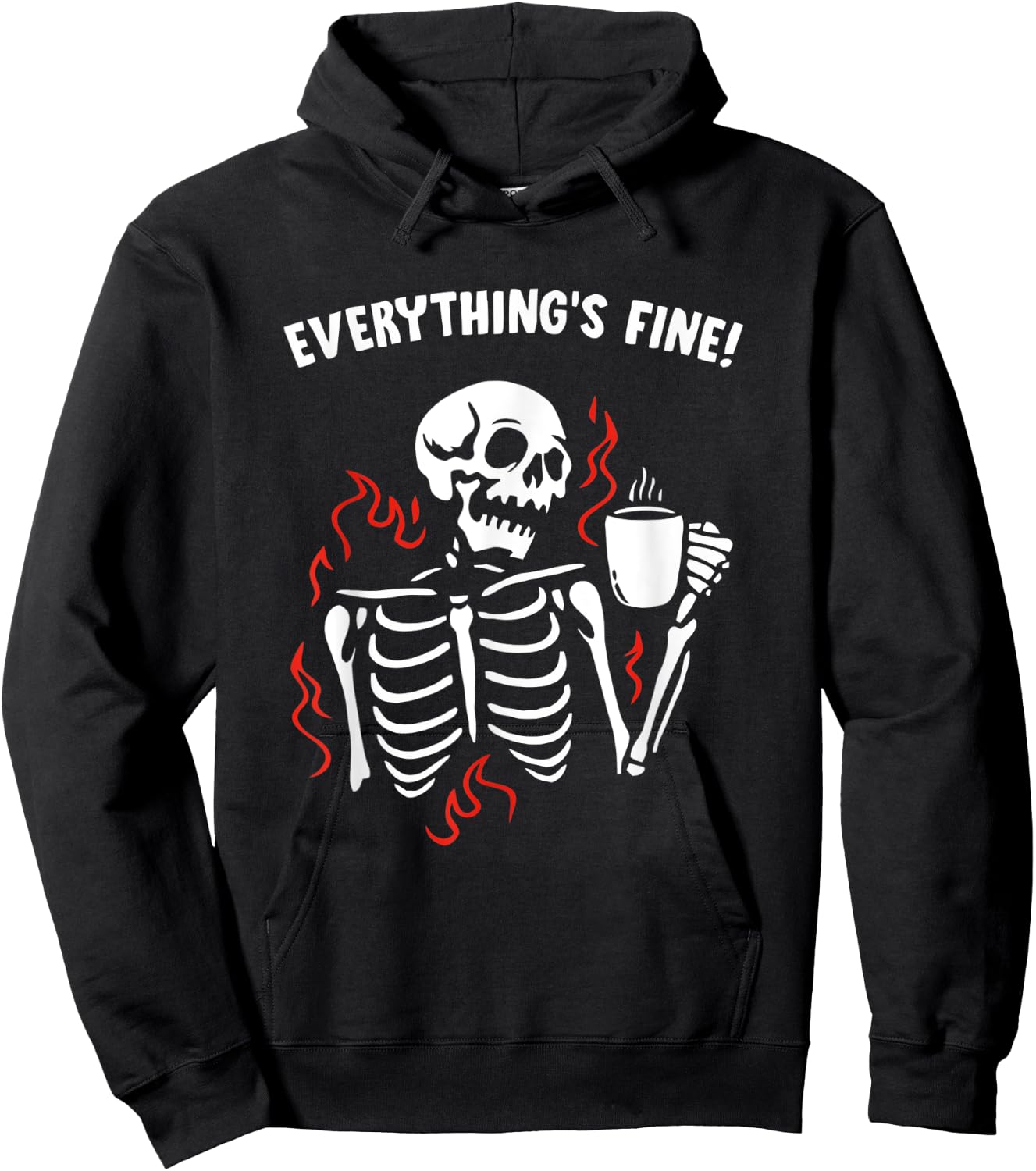 Skeleton Smiling Skull drinking Coffee Hoodie - Hoodie | Black