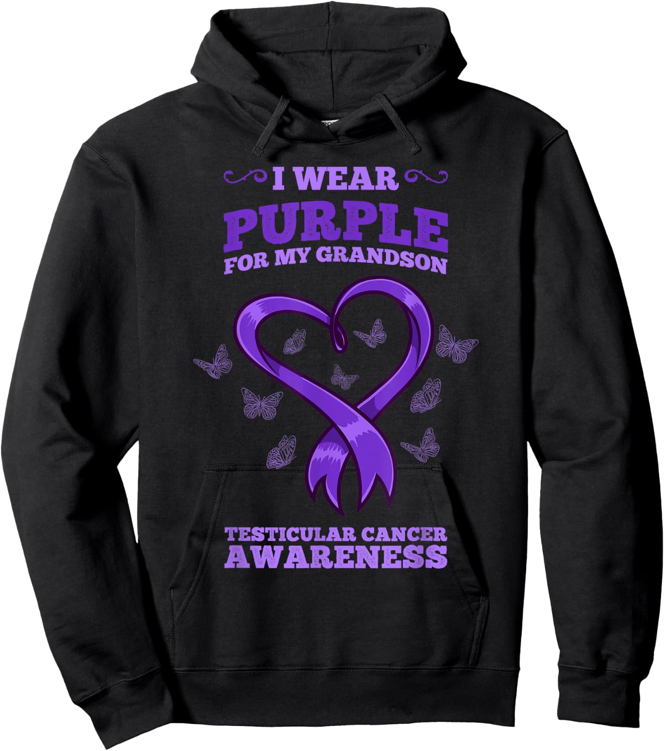 I Wear Purple For My Grandson Testicular Cancer Awareness Hoodie - Hoodie | Black