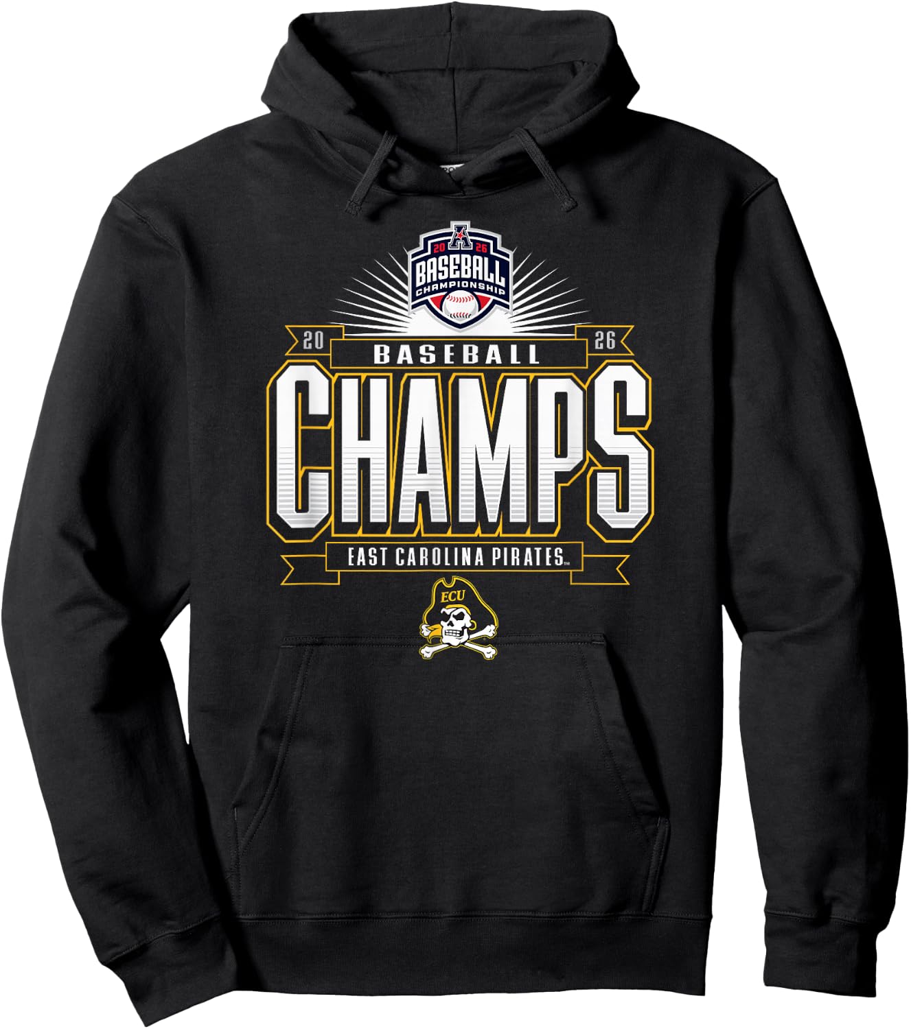 East Carolina Pirates AAC Champs 2026 Baseball Hoodie - Hoodie | Black