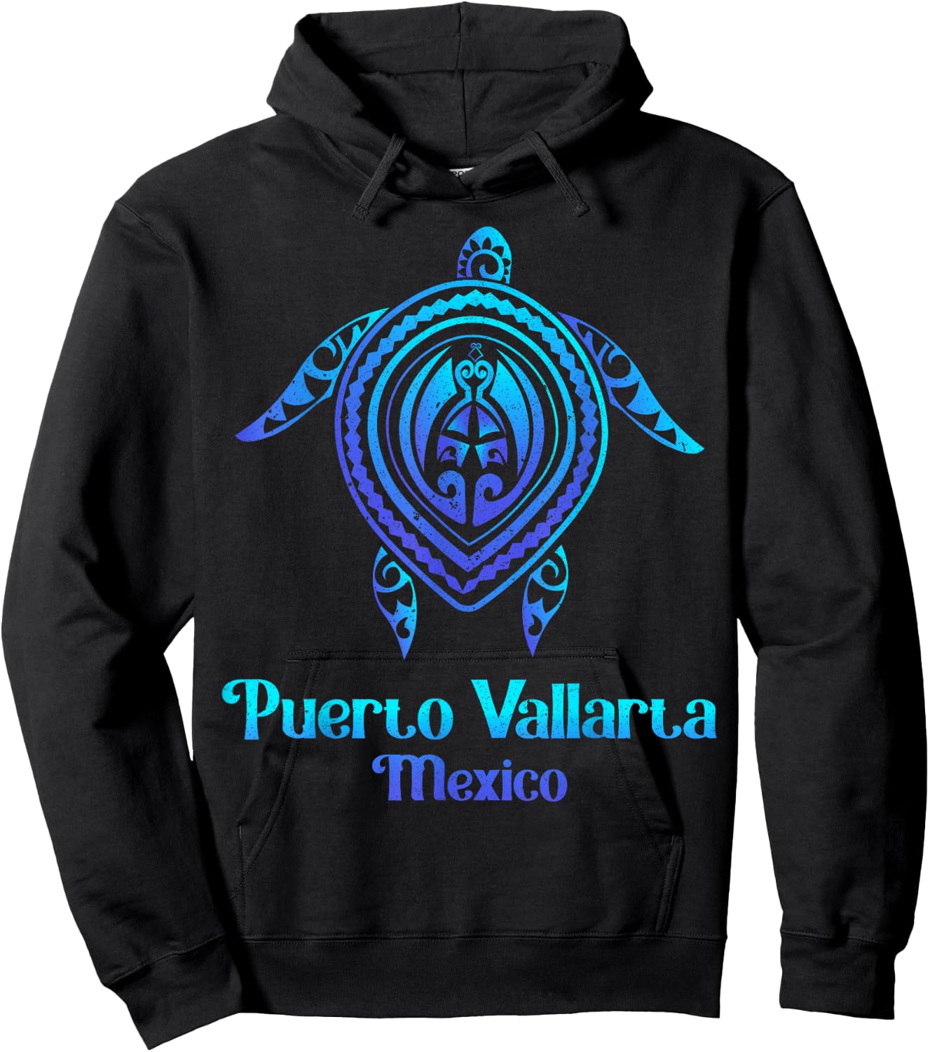 Puerto Vallarta Mexico Souvenirs Tropical Blue Sea Turtle Hoodie - Hoodie | Black