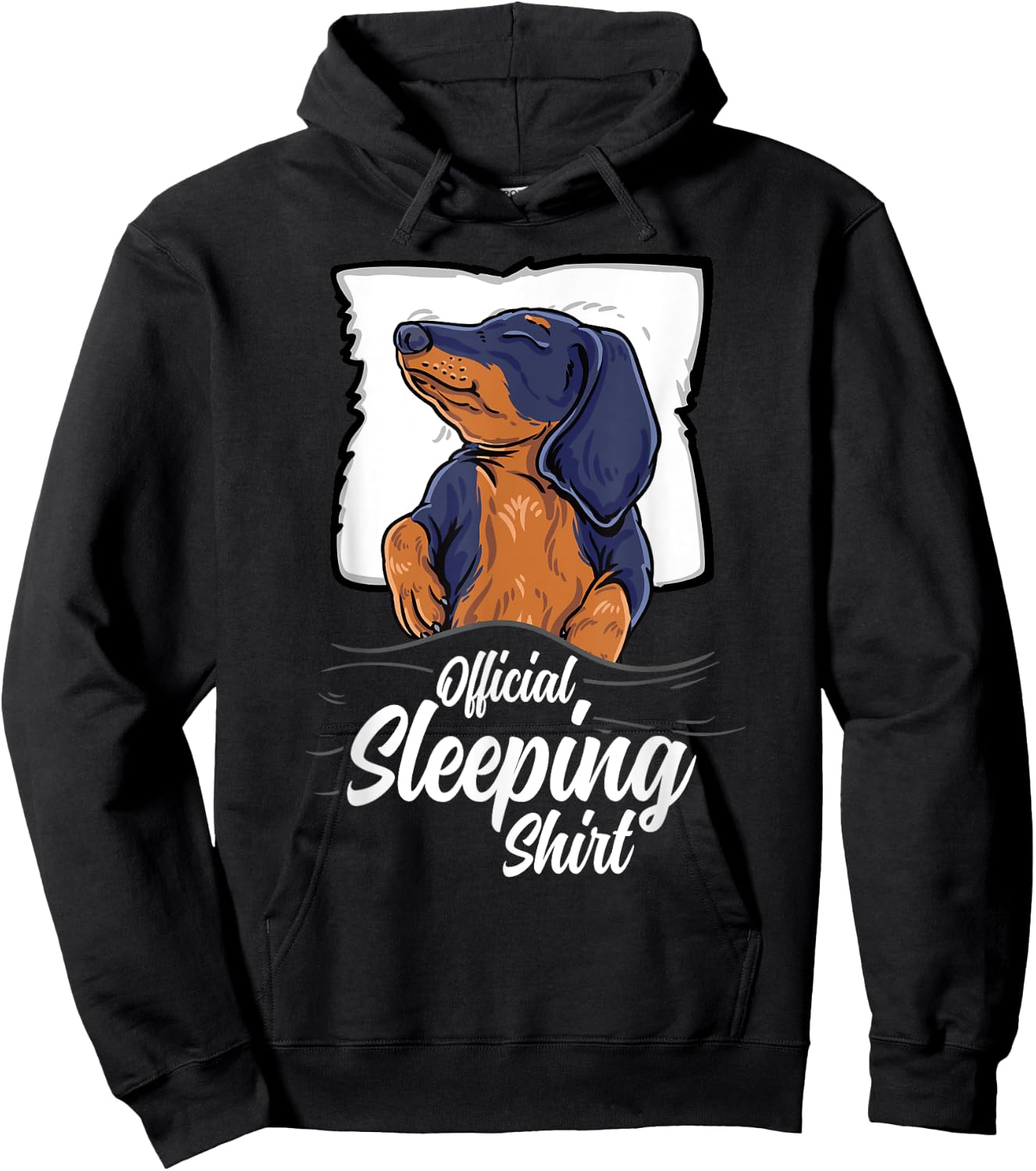 official sleeping Shirt cute dachshund dog sleep nightgown Hoodie - Hoodie | Black