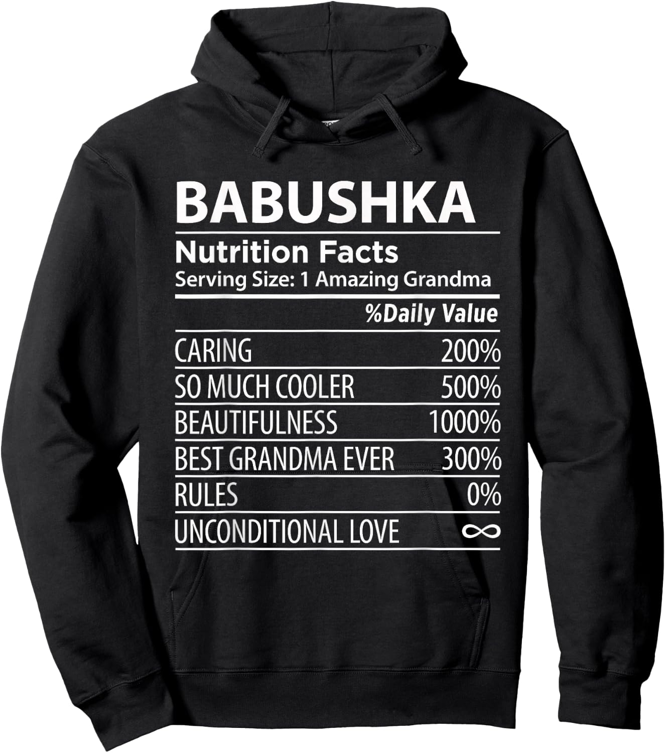 Babushka Nutrition Facts | Funny Russian Grandma Hoodie - Hoodie | Black
