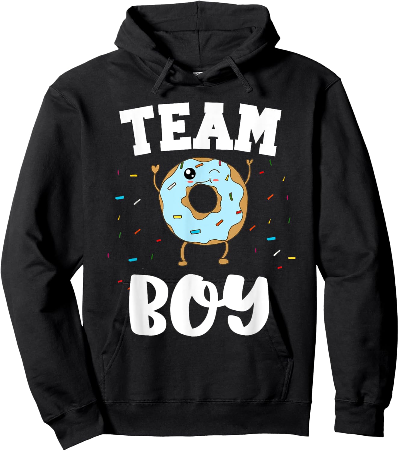 Team Boy Donut Gender Reveal Party Funny and Cute Blue Hoodie - Hoodie | Black