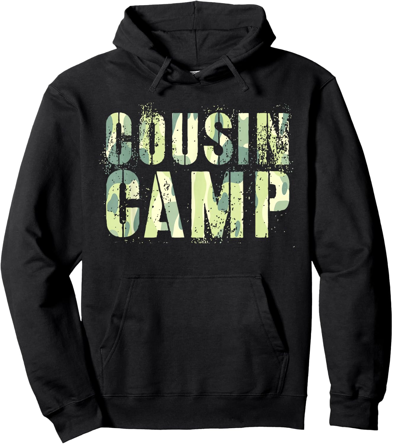 Camo COUSIN CAMP Funny Grandma Grandpa Vacation Crew Cruise Hoodie - Hoodie | Black