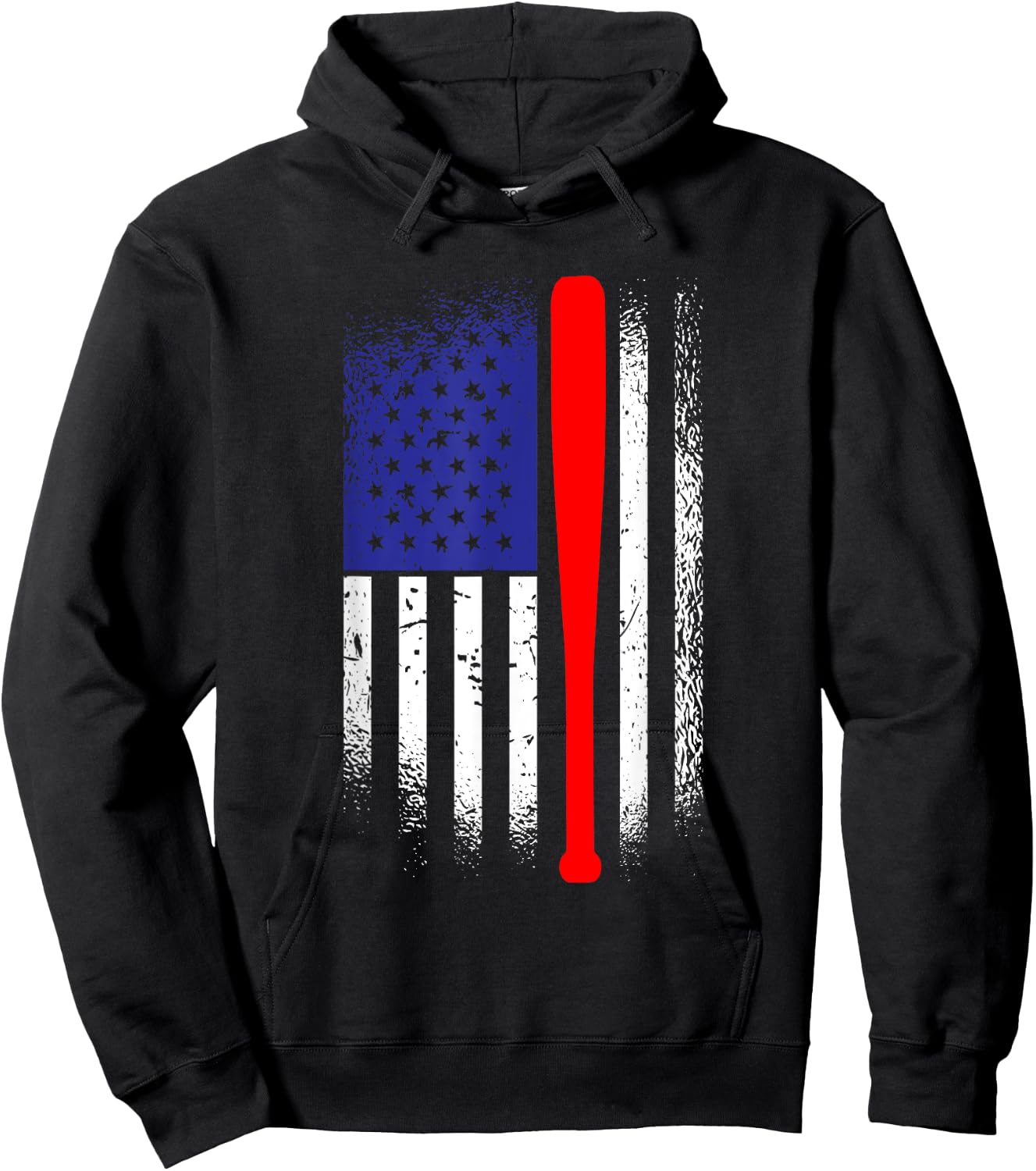 American Flag Baseball 4th Of July Patriotic Memorial Day Hoodie - Hoodie | Black