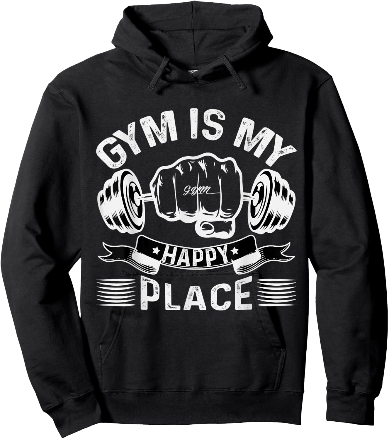The Gym Is My Happy Place Gymnast Lover Gymnastics Fitness Hoodie - Hoodie | Black