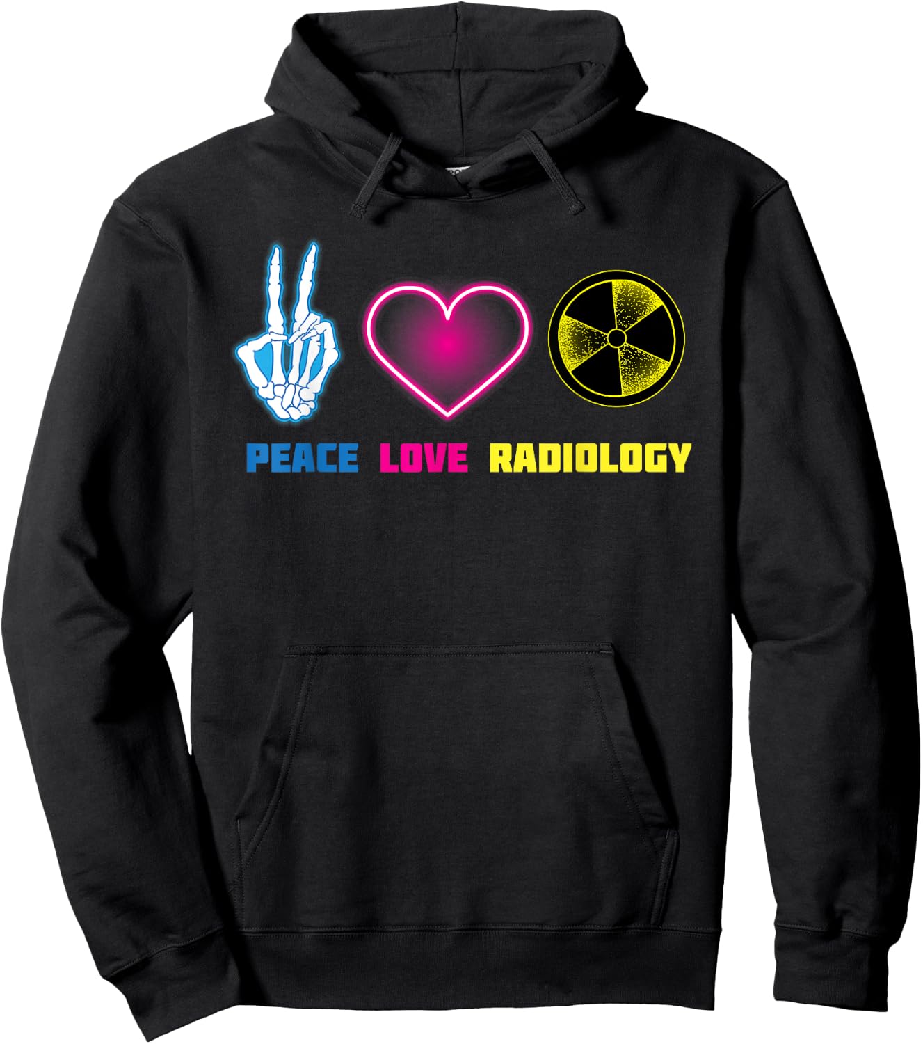 Peace Love Radiology Shirt | Cute I Love Radioscopy Gift Hoodie - Hoodie | Black