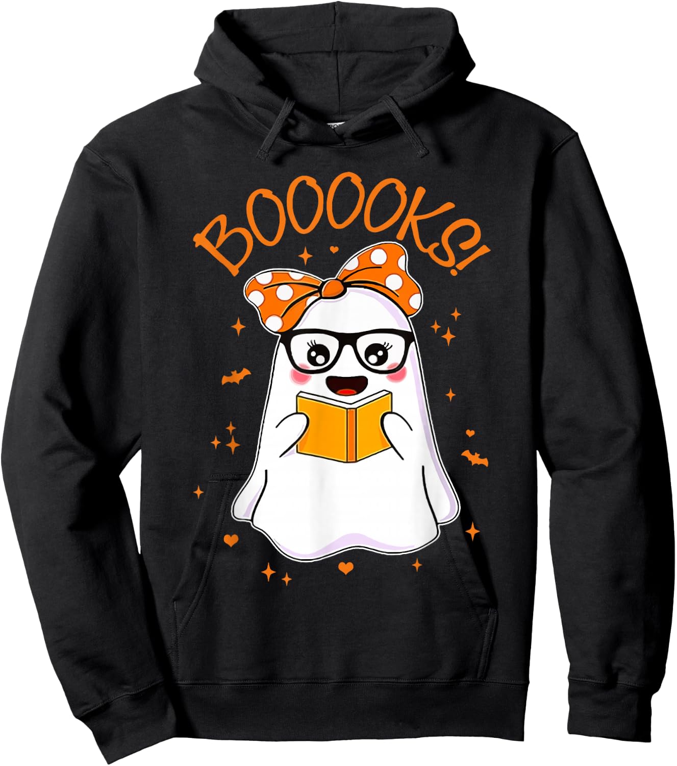Booooks Ghost Halloween Women Teacher Book Library Reading Hoodie - Hoodie | Black