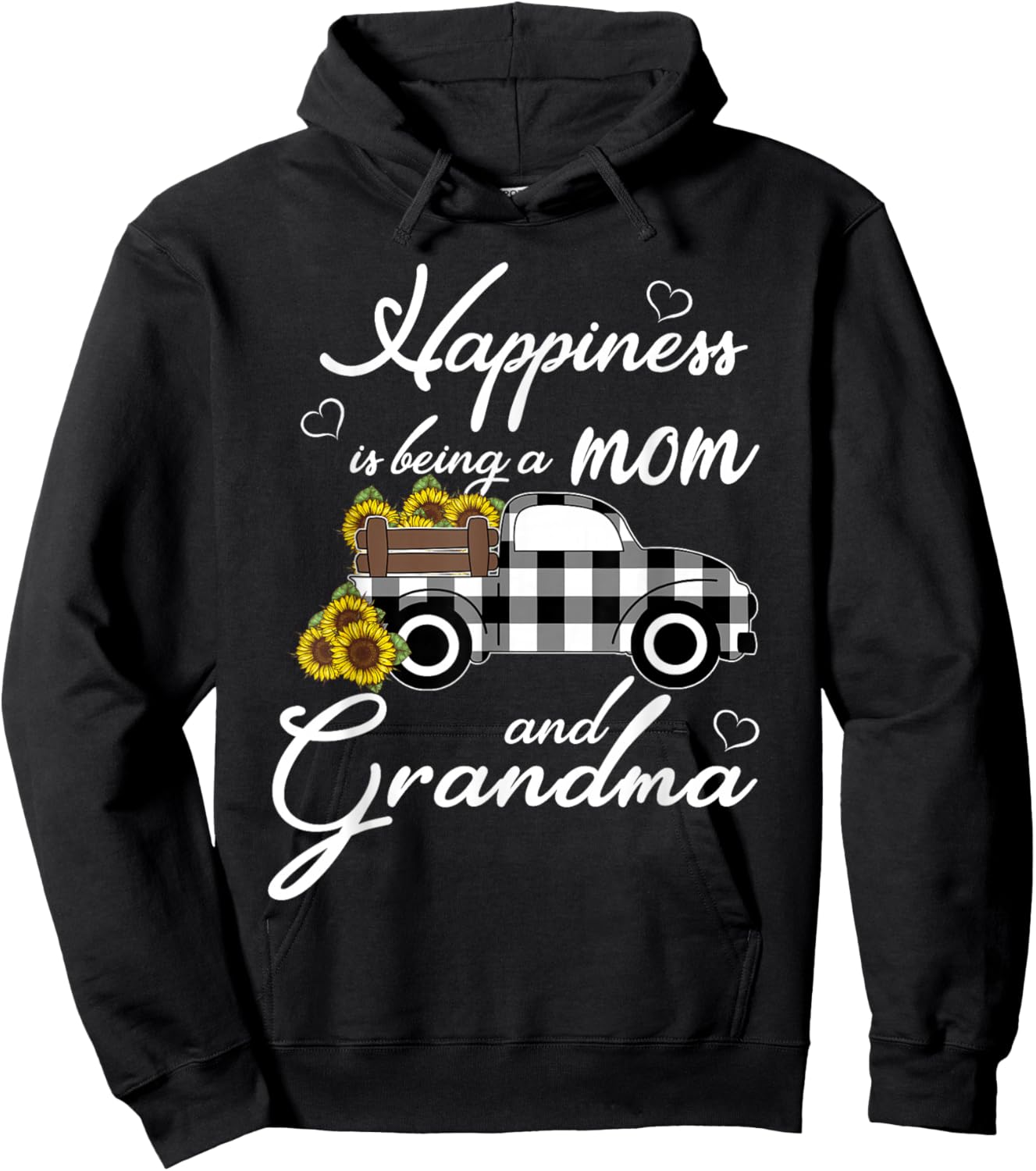 Sunflower Grandma Shirt Happiness is being a Mom and Grandma Hoodie - Hoodie | Black