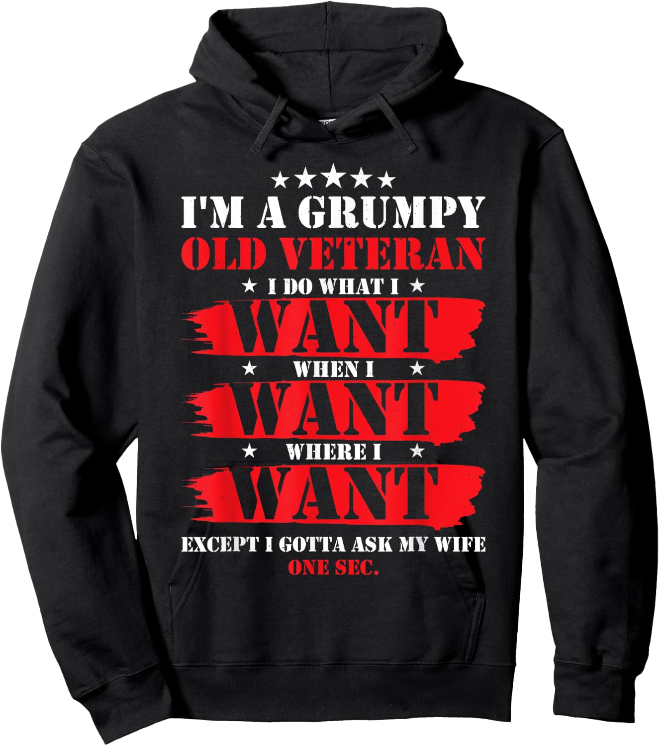 Im A Grumpy Old Veteran Funny Veteran Wife Hoodie - Hoodie | Black