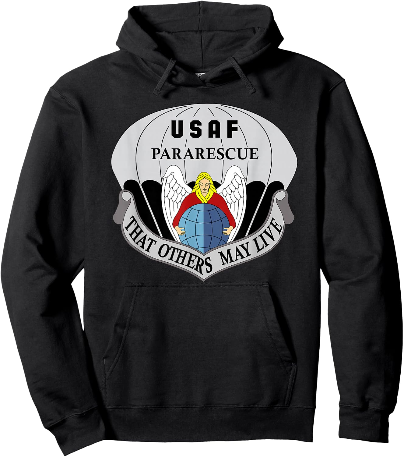 US Air Force (USAF) Pararescue (PJs) Unit Flash Center Hoodie - Hoodie | Black