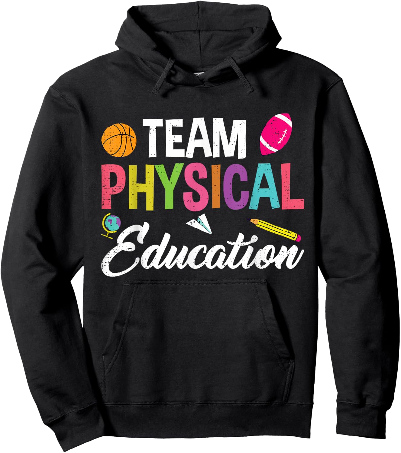 P.E. Team Physical Education School Fitness PE Teacher Hoodie - Hoodie | Black