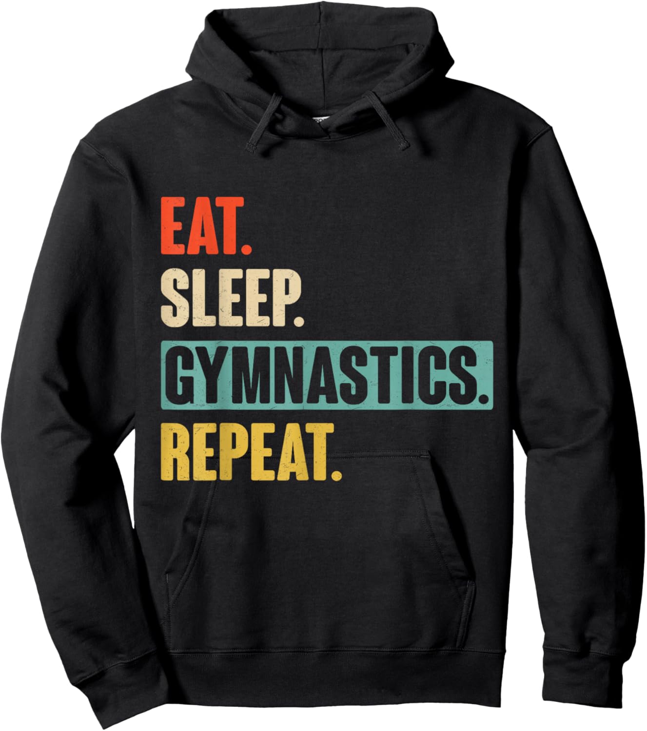 Eat Sleep Gymnastics Repeat - Funny Retro Vintage Gymnast Hoodie - Hoodie | Black