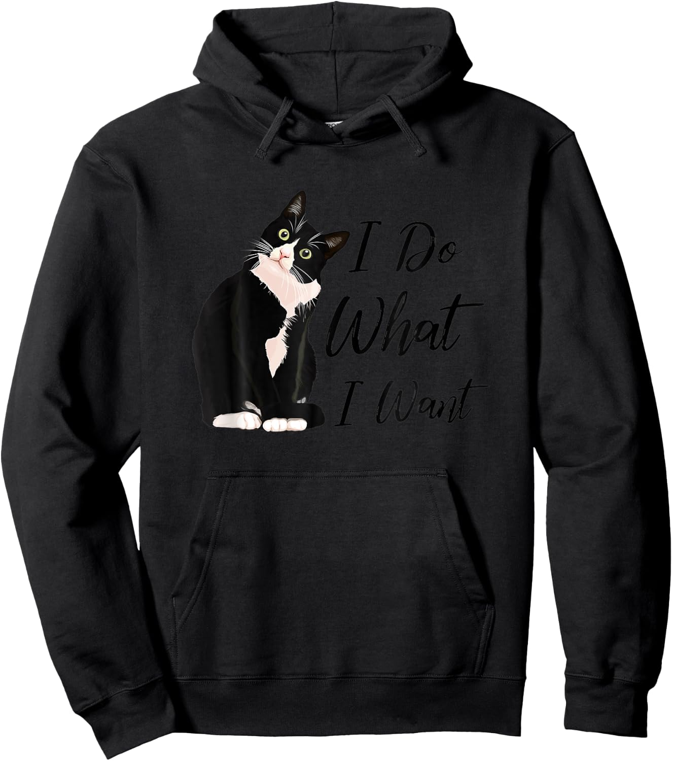 Do What I Want Tuxedo Cat Mom Cute Funny Graphic Women Hoodie - Hoodie | Black