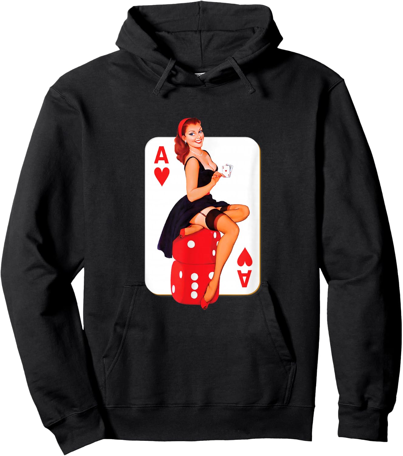 Sexy Vintage Casino Pinup Girl Hoodie - Hoodie | Black
