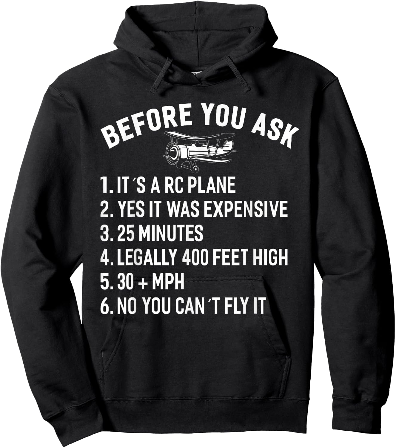 RC Airplane Remote Controlled Seaplane RC Hobby Plane Hoodie - Hoodie | Black