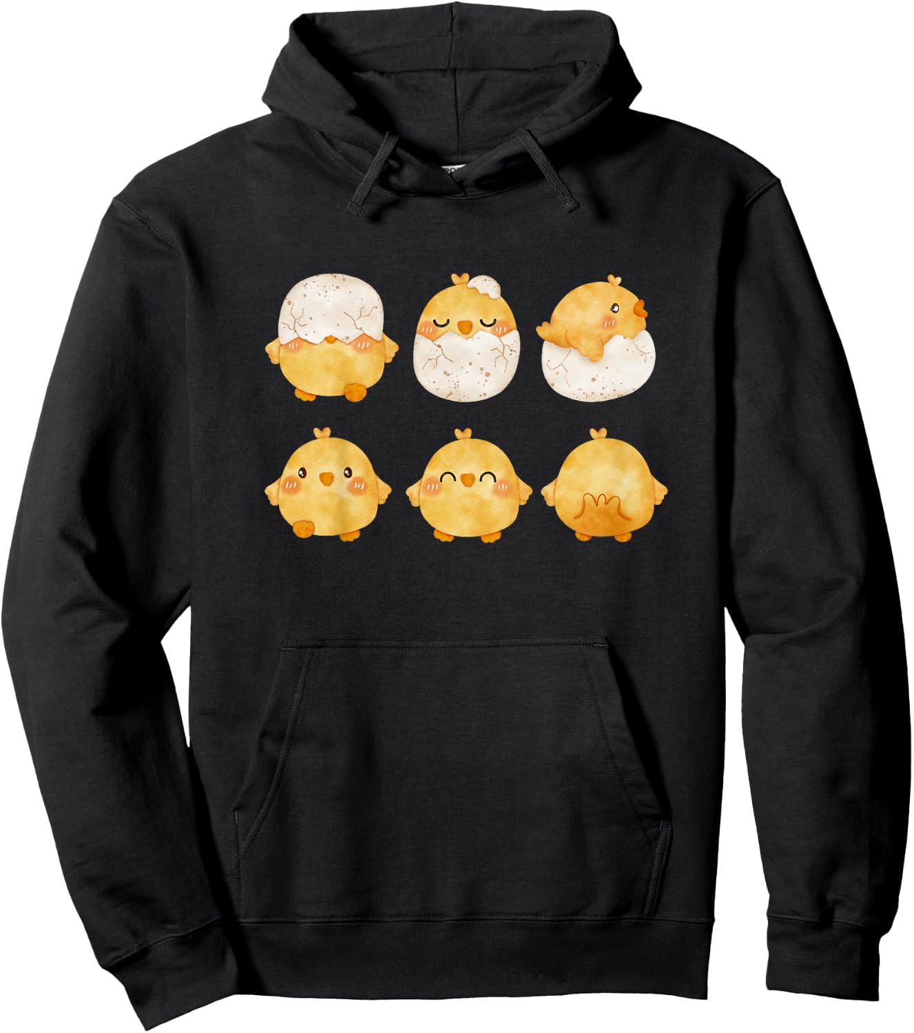 Baby Chicks Hatching from Eggs| Cute Little Chickens Drawing Hoodie - Hoodie | Black