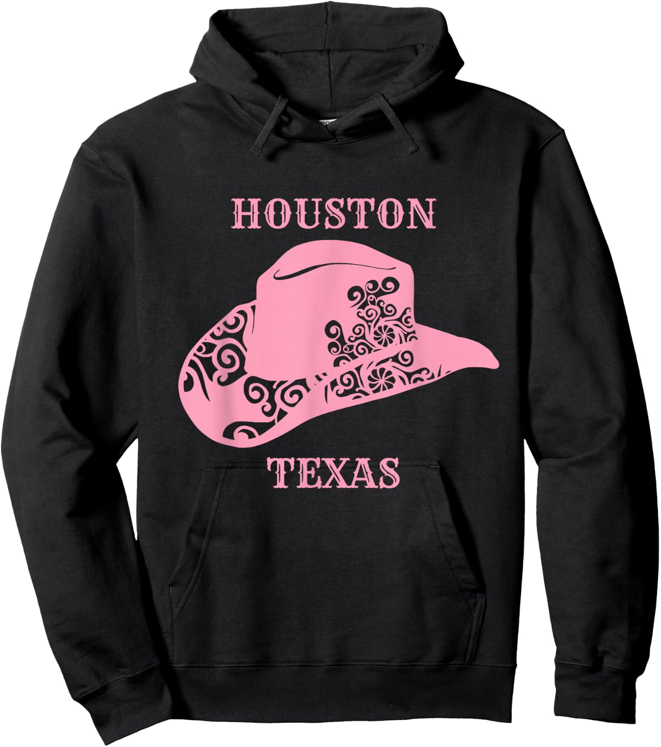 Pink Houston Texas Cowgirl Hat Hoodie - Hoodie | Black