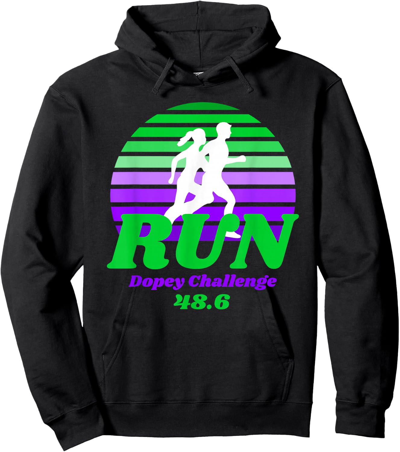Run Dopey Challenge Sunset Marathon Runner Graphic Hoodie - Hoodie | Black