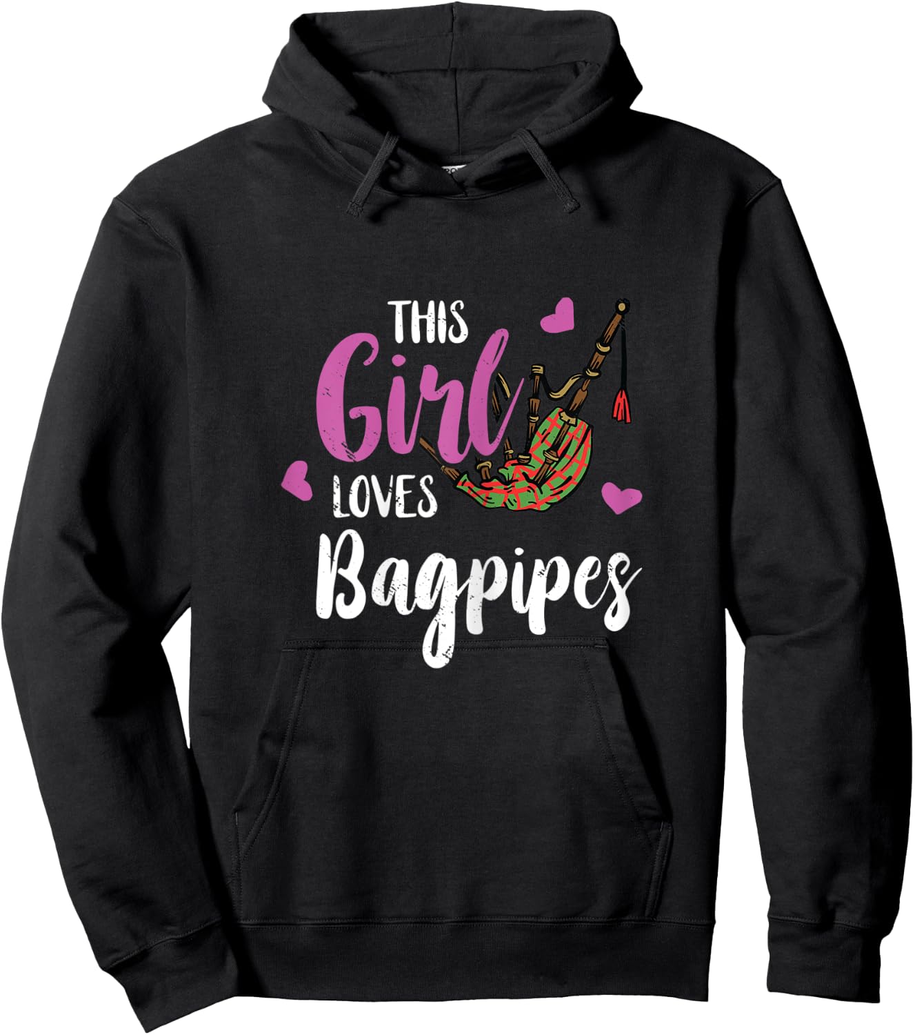 Bagpipe This Girl Loves Funny Bagpipe Scottish Bagpiper Hoodie - Hoodie | Black