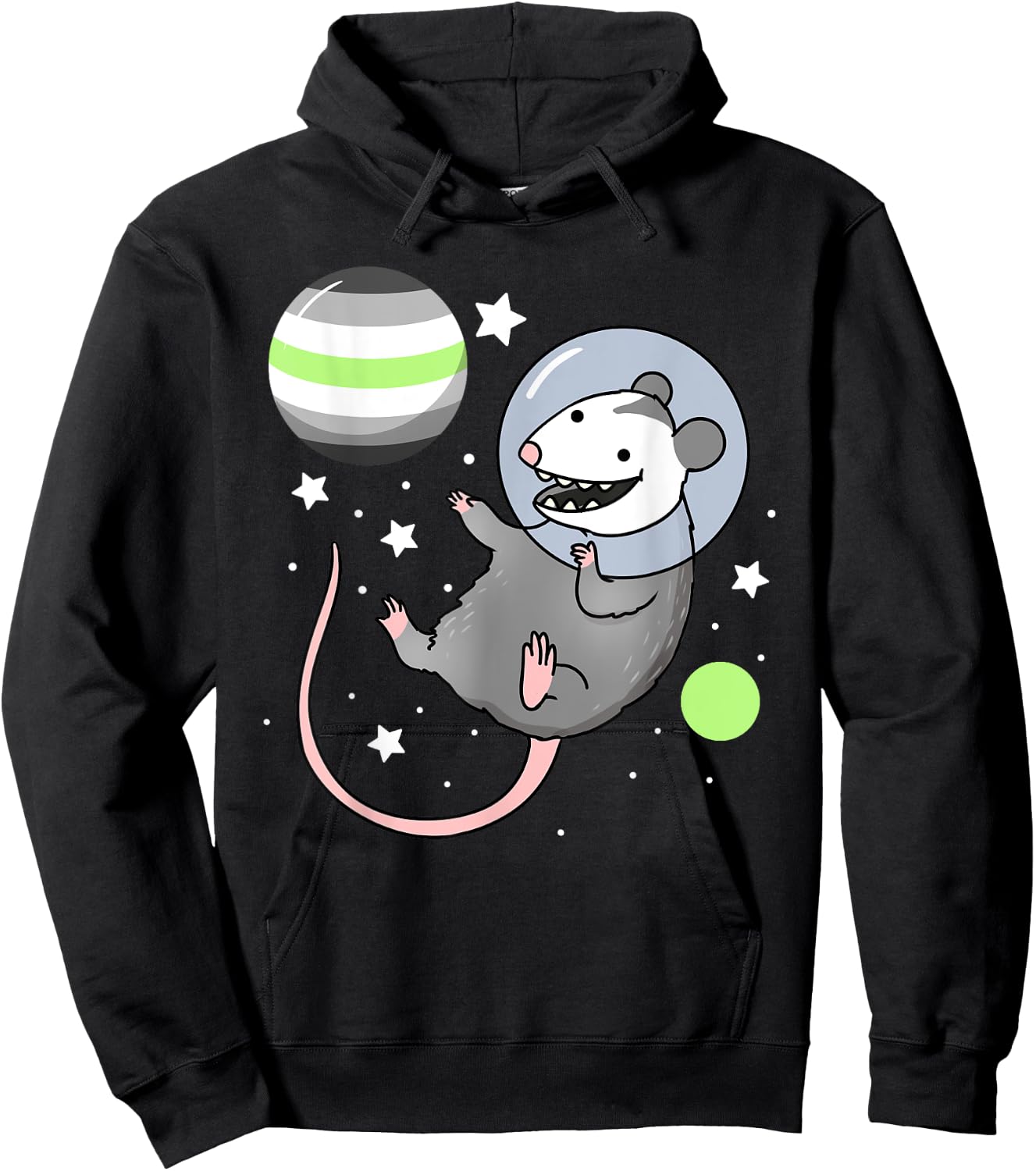 Opossum Astronaut Agender Pride Hoodie - Hoodie | Black