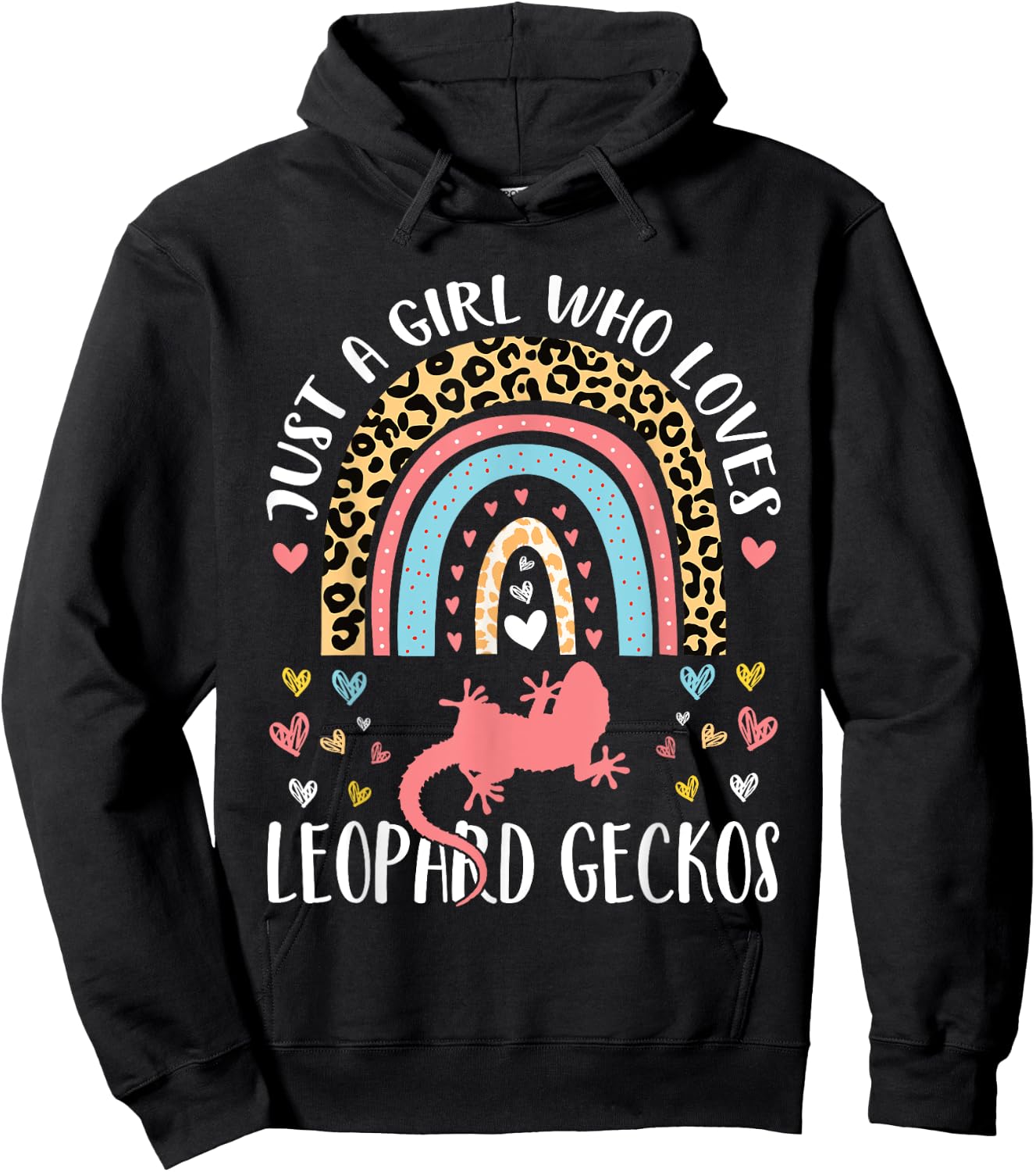 I'm Just A Girl Who Loves Leopard Geckos Lovers Heart Funny Hoodie - Hoodie | Black