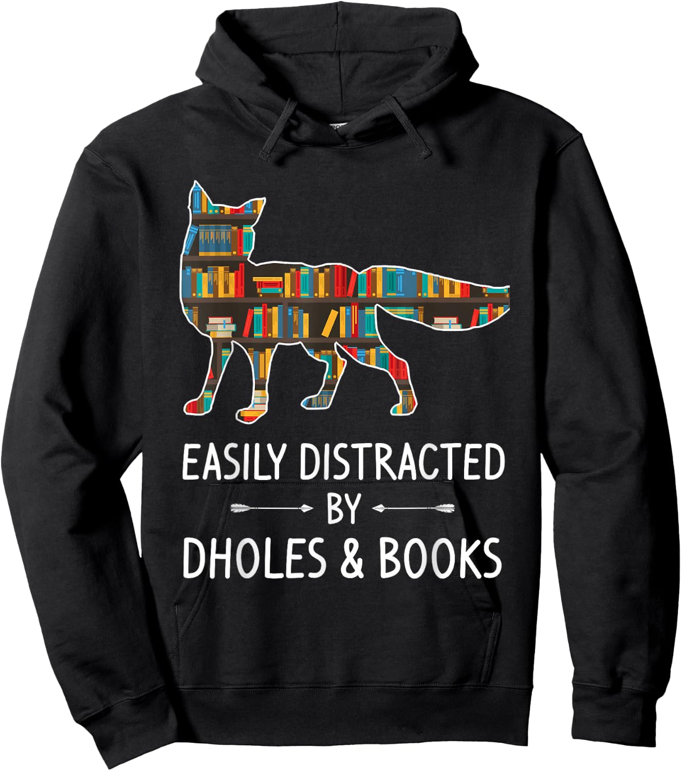 Easily Distracted By Dholes & Books Lover Gift Dog Pup Puppy Hoodie - Hoodie | Black