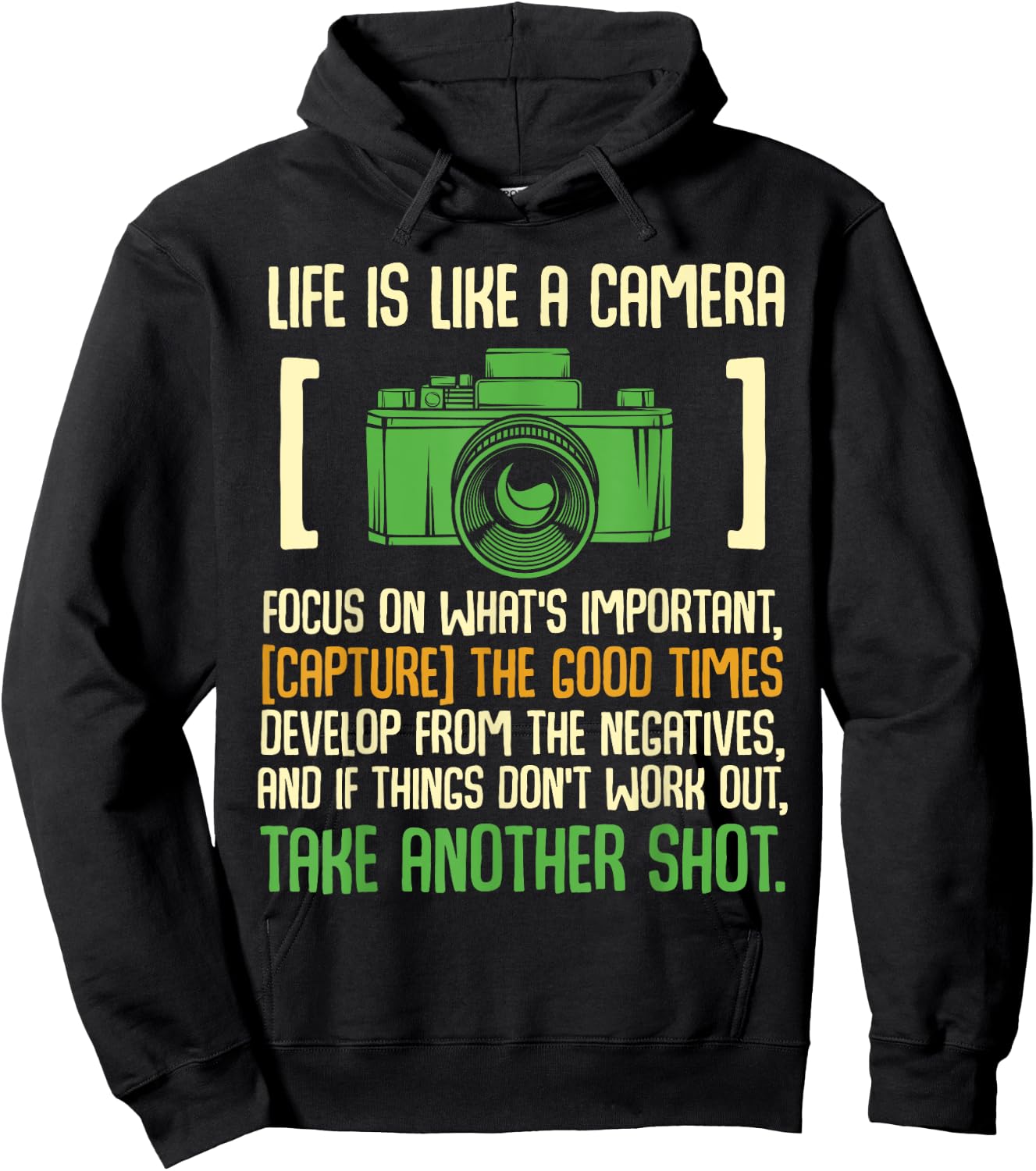 Life Is Like A Camera Focus On What's Important Hoodie - Hoodie | Black