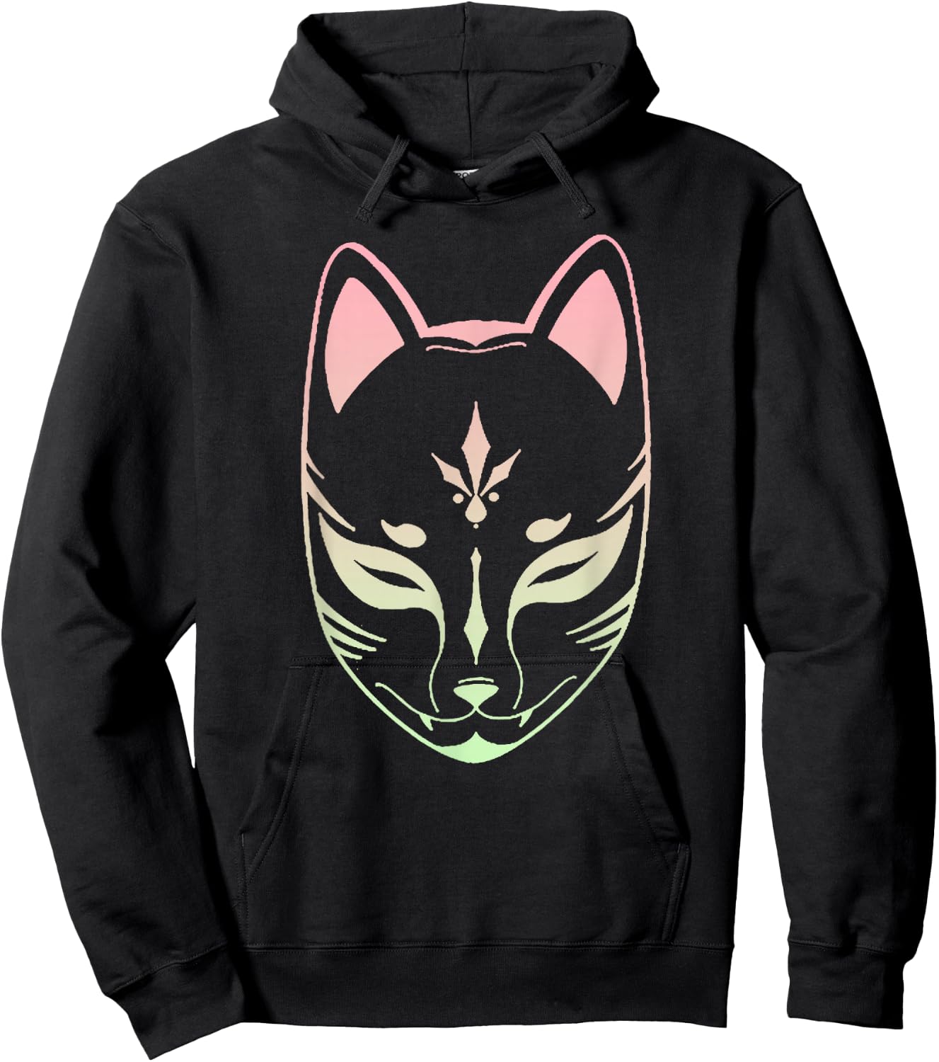 Anime Kitsune Retro Vintage Japanese Fox Mask Hoodie - Hoodie | Black