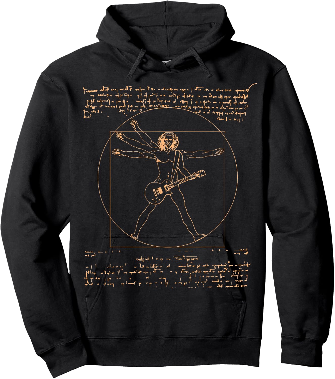 Vitruvianer Plays Guitar Funny Love Guitarist Hoodie - Hoodie | Black