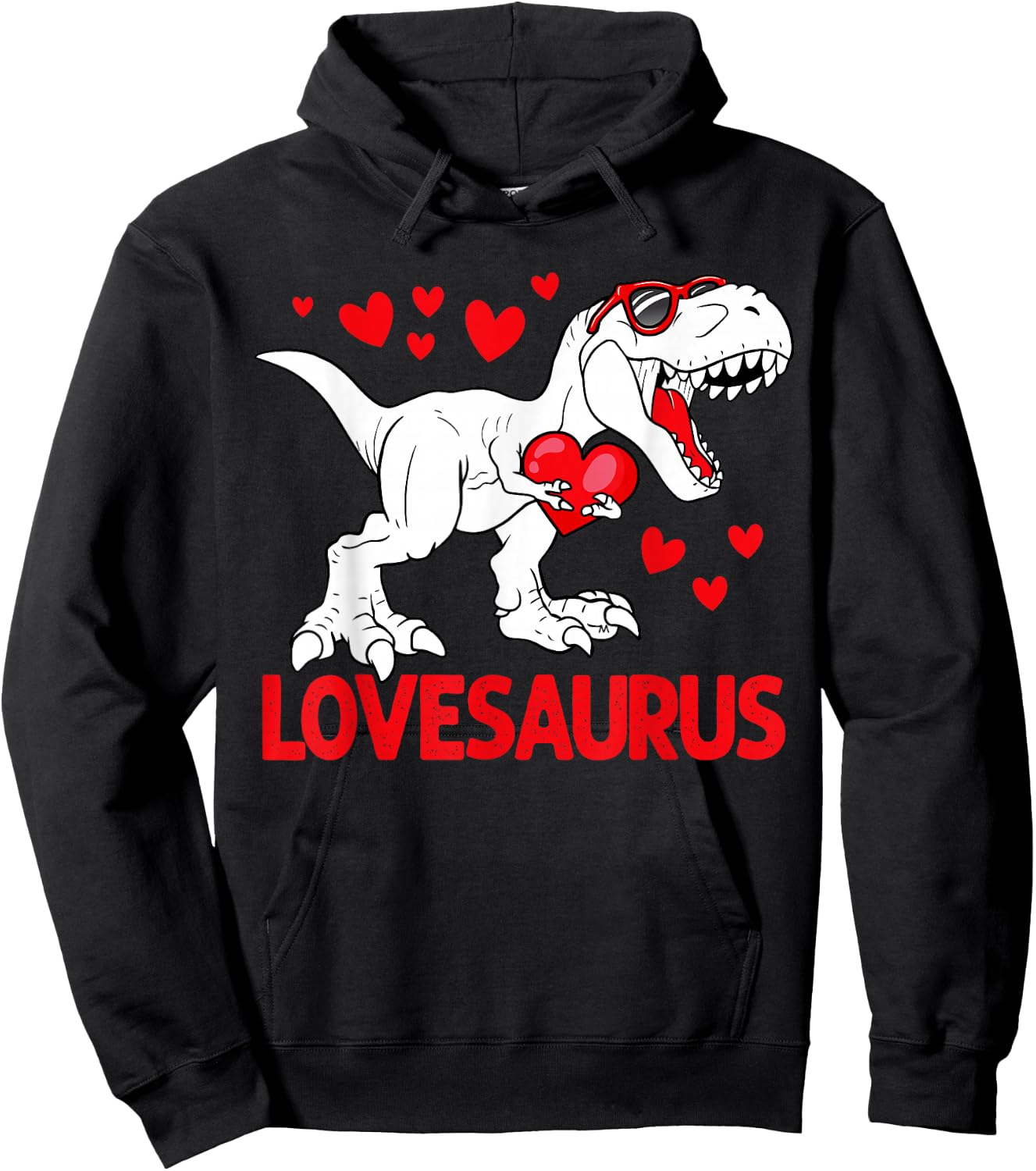 Valentines Day Lovesaurus Dinosaur Trex Love Boys Kids Hoodie - Hoodie | Black