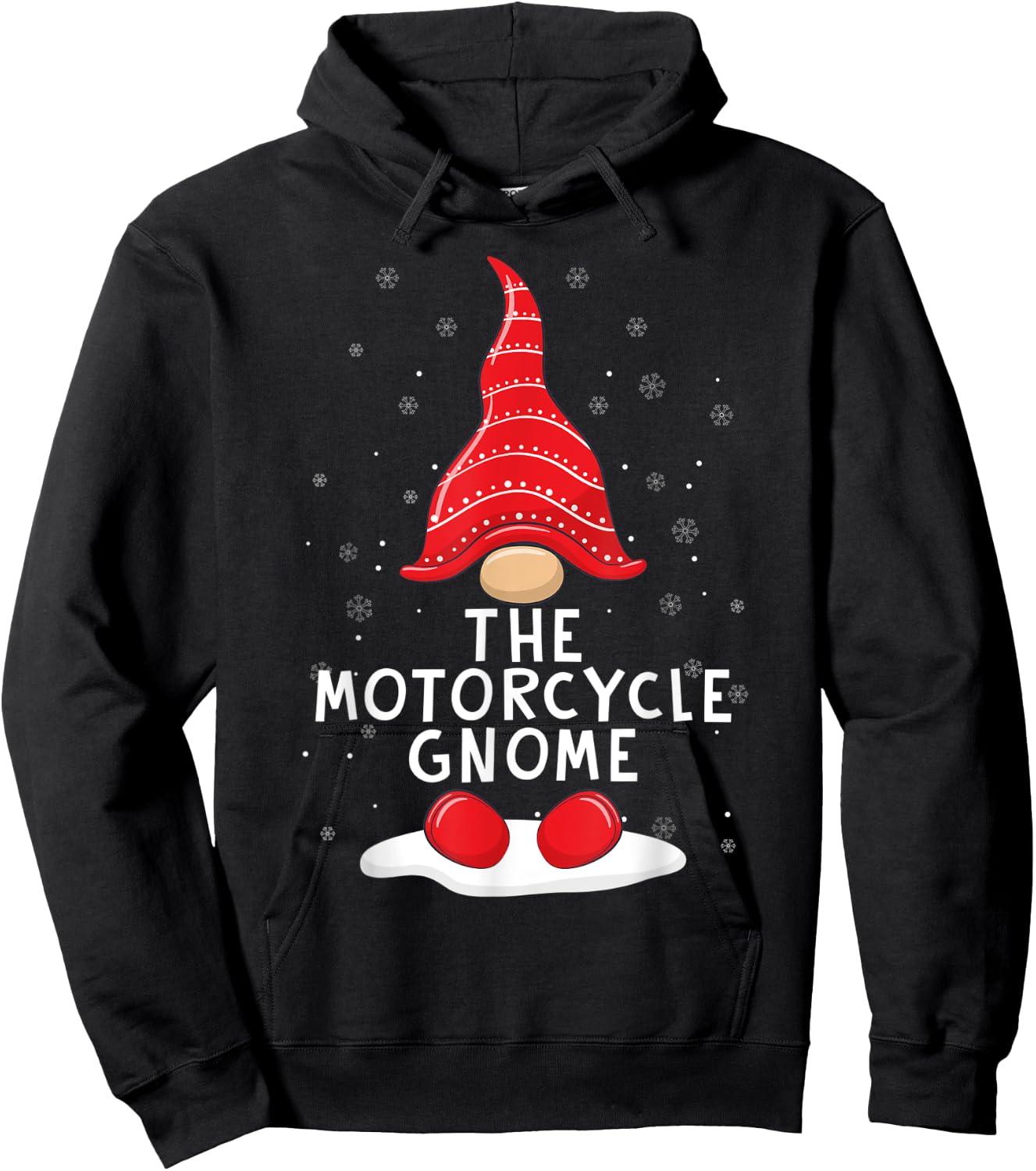 Funny The Motorcycle Gnome Christmas Pajamas Xmas Holiday Hoodie - Hoodie | Black