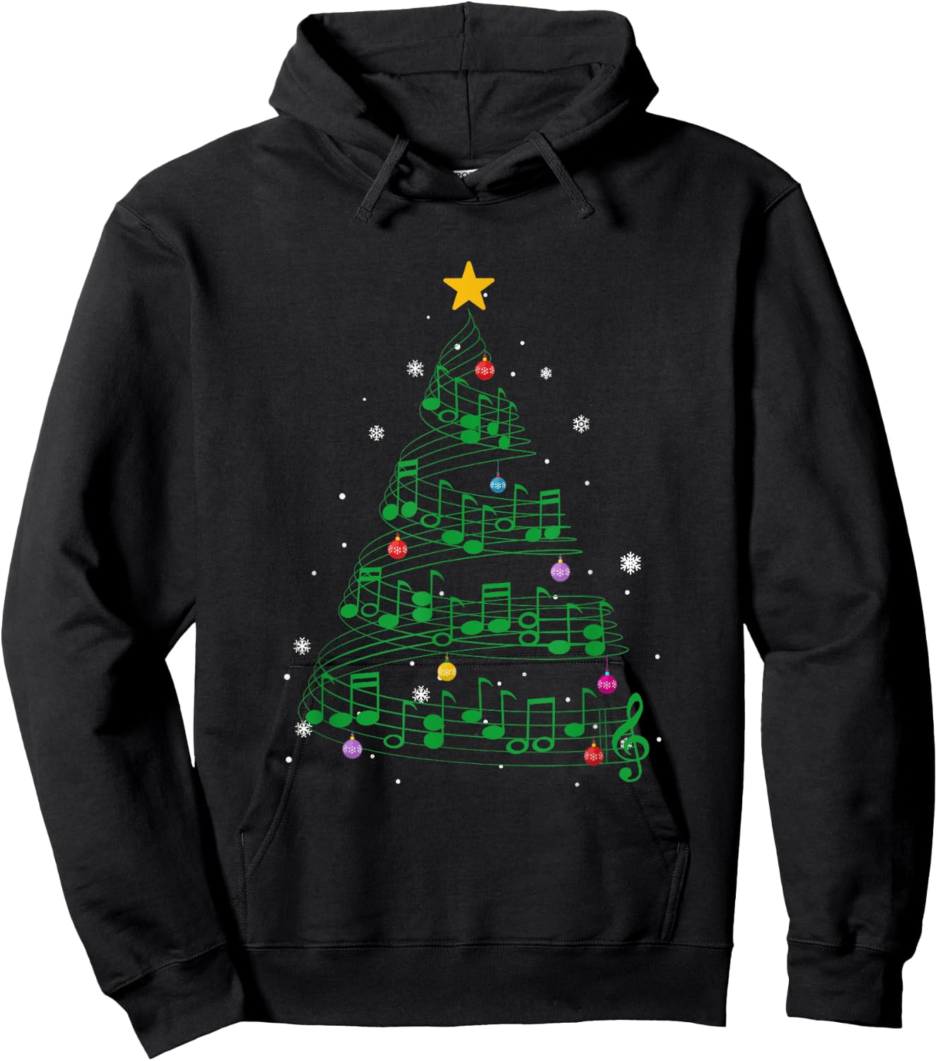 Music Note Tree Christmas Tree Gift Hoodie - Hoodie | Black