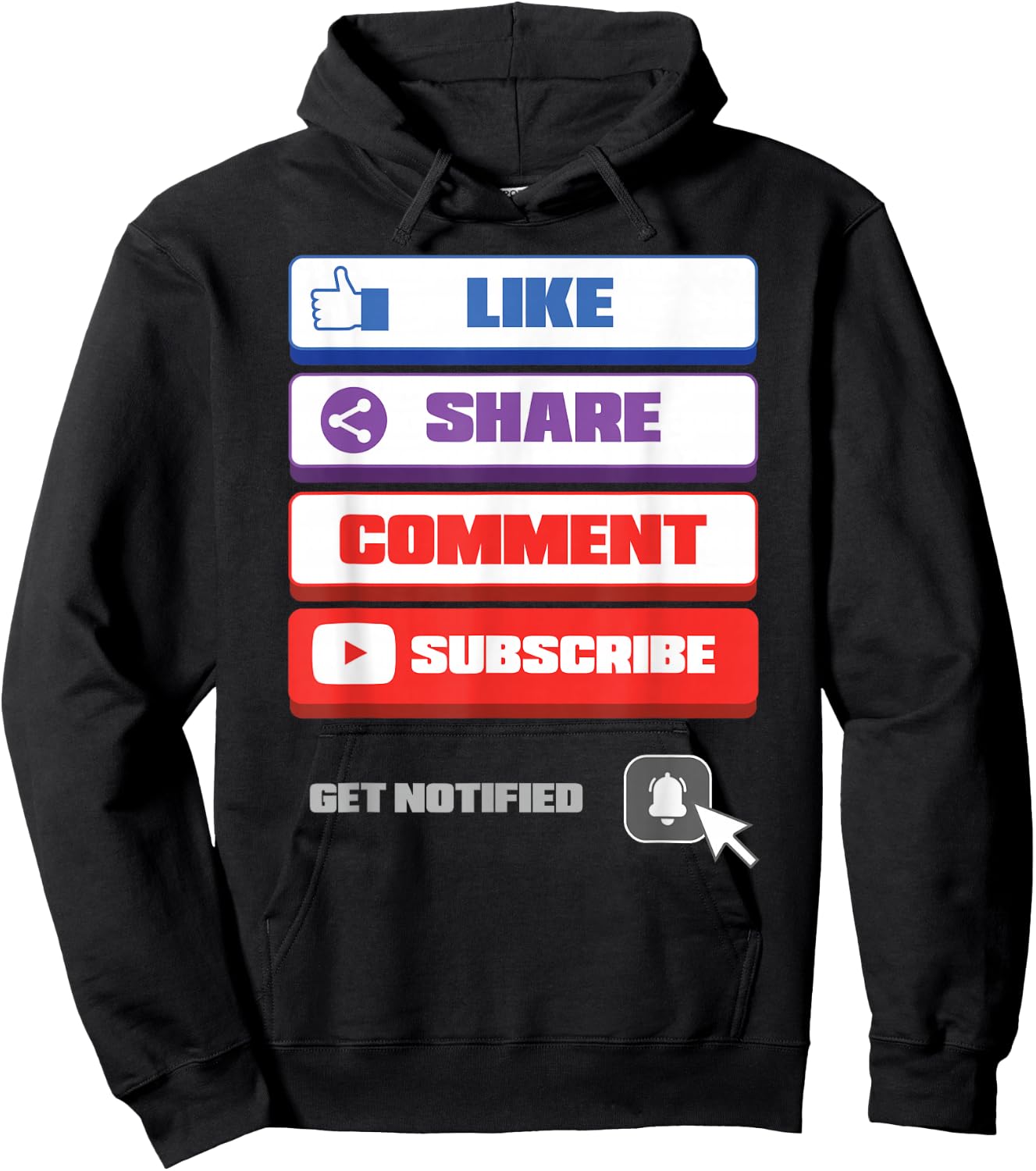 Social Media Like Share Comment Subscribe Vlogger Hoodie - Hoodie | Black