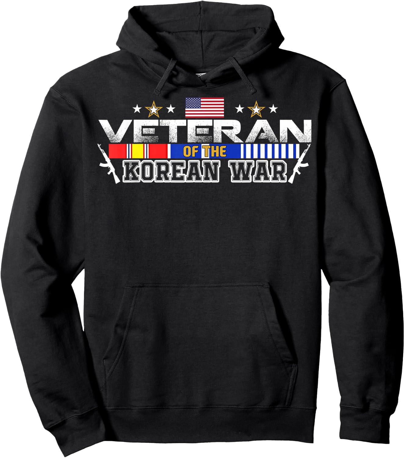 Korea Veteran Flag, Korean War Vet Pride Service Ribbon Gift Hoodie - Hoodie | Black