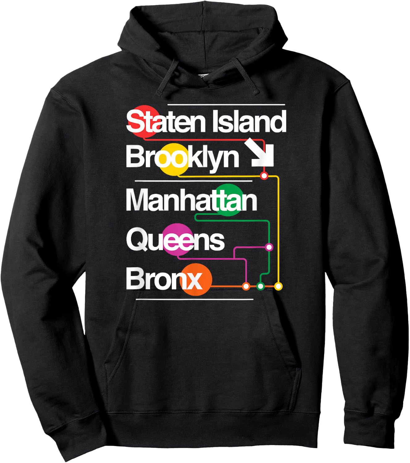 The Big Apple New York City Five Boroughs NYC Subway Map Hoodie - Hoodie | Black