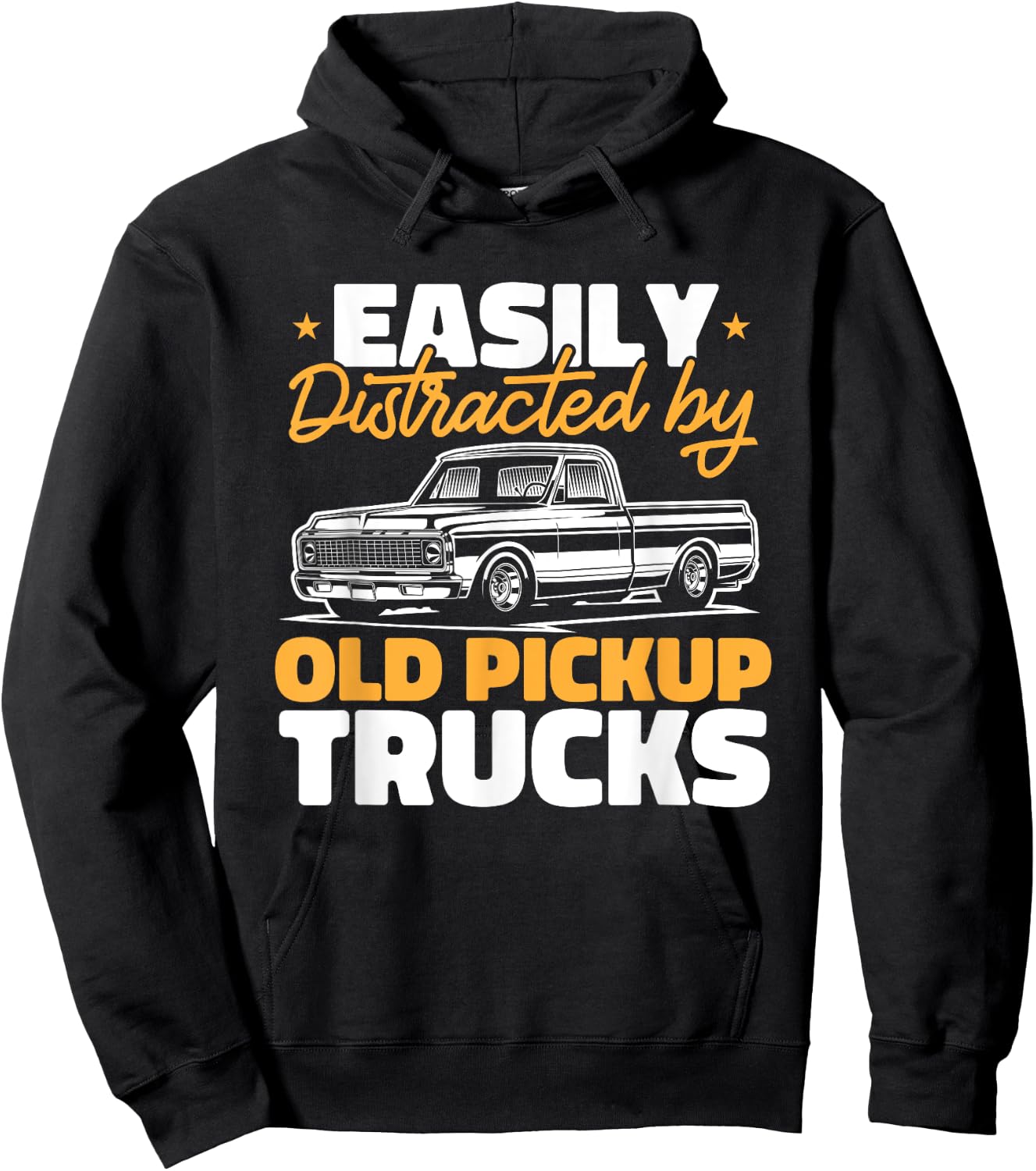 Easily Distracted by Old Pickup Trucks Hoodie - Hoodie | Black