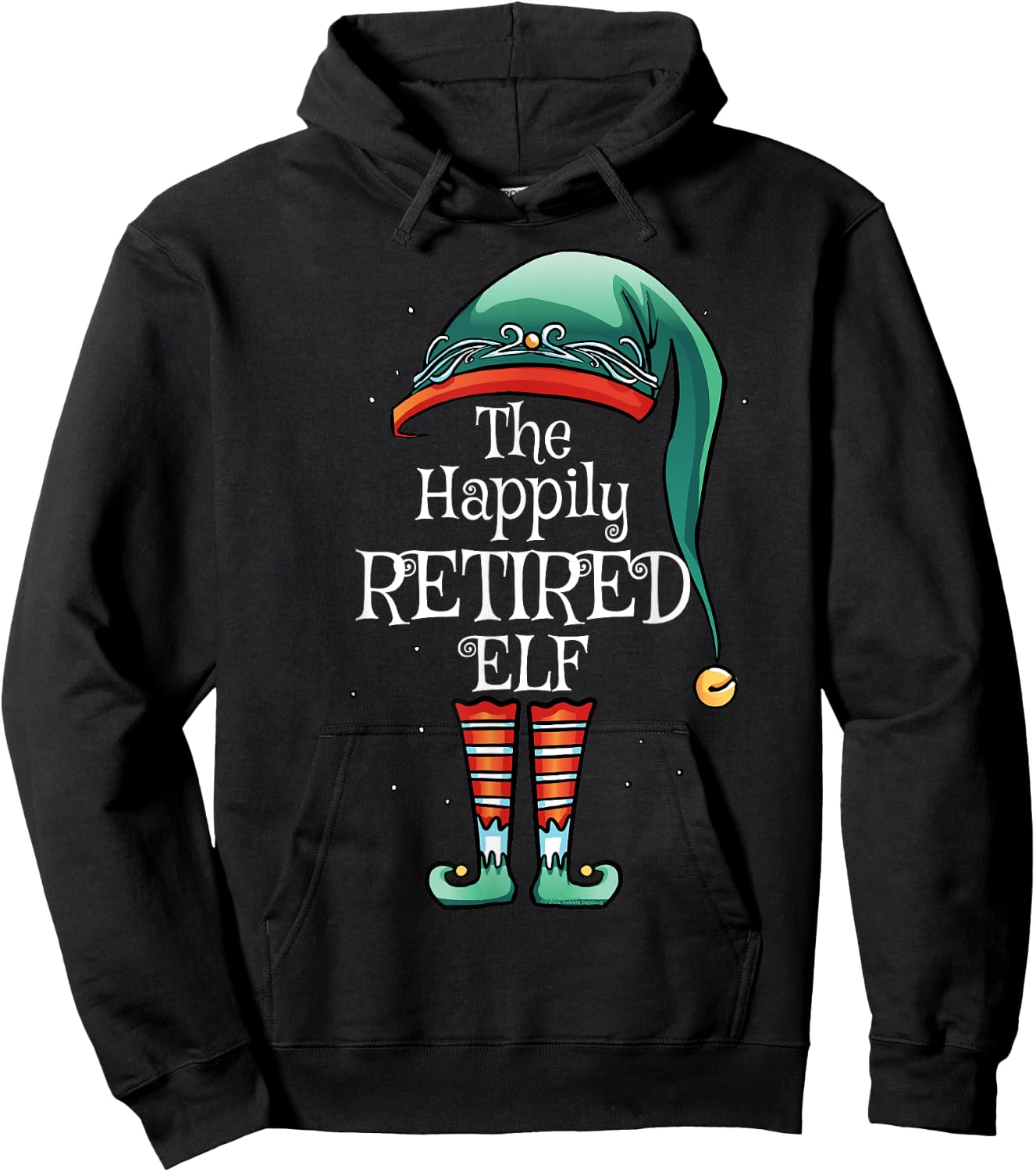 Festive Christmas The Happily Retirement Elf - Retirement Hoodie - Hoodie | Black